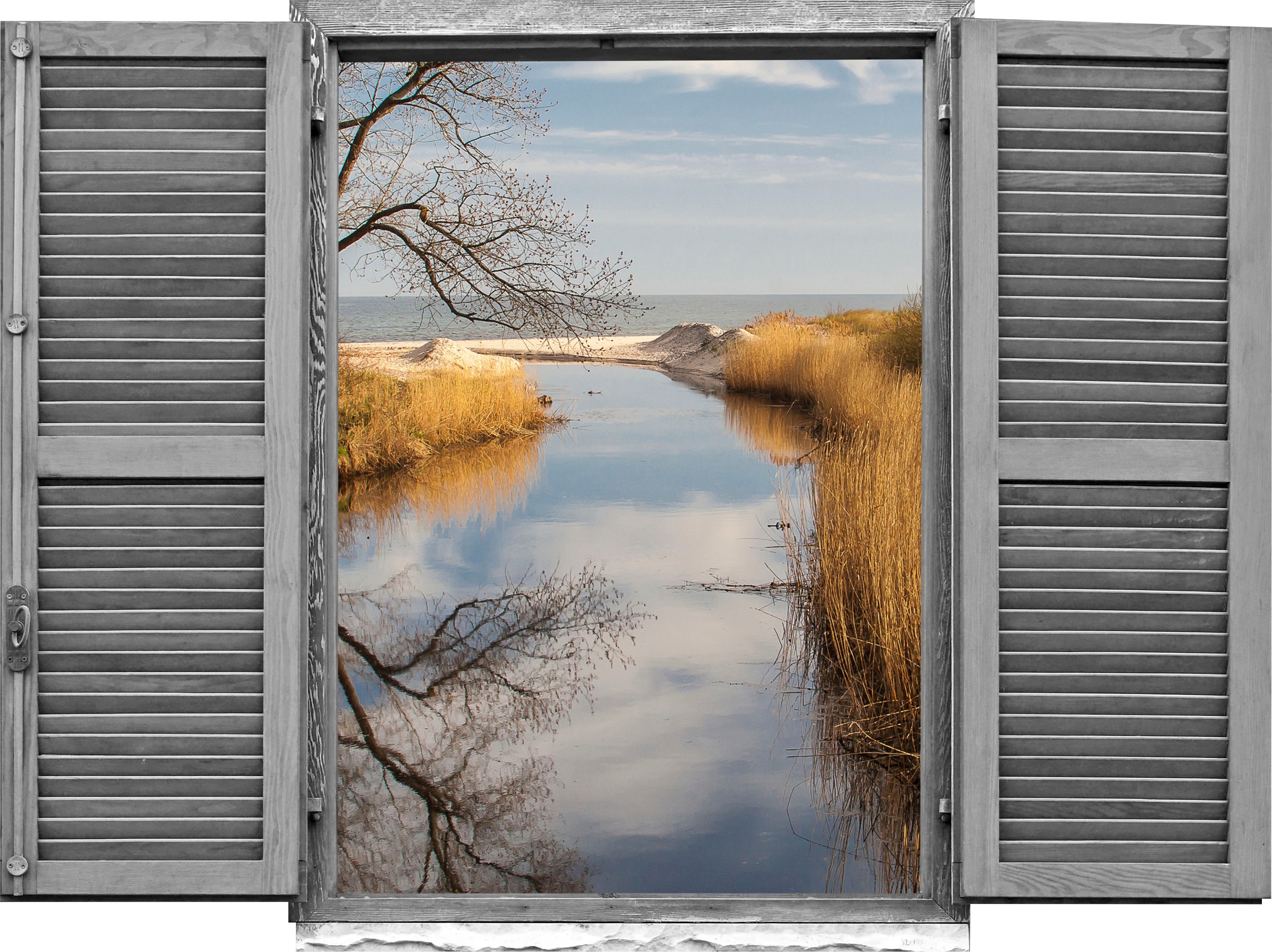 queence Wandtattoo »Fluss« Wandsticker, Wandbild, selbstklebend, 3D, Fenste günstig online kaufen