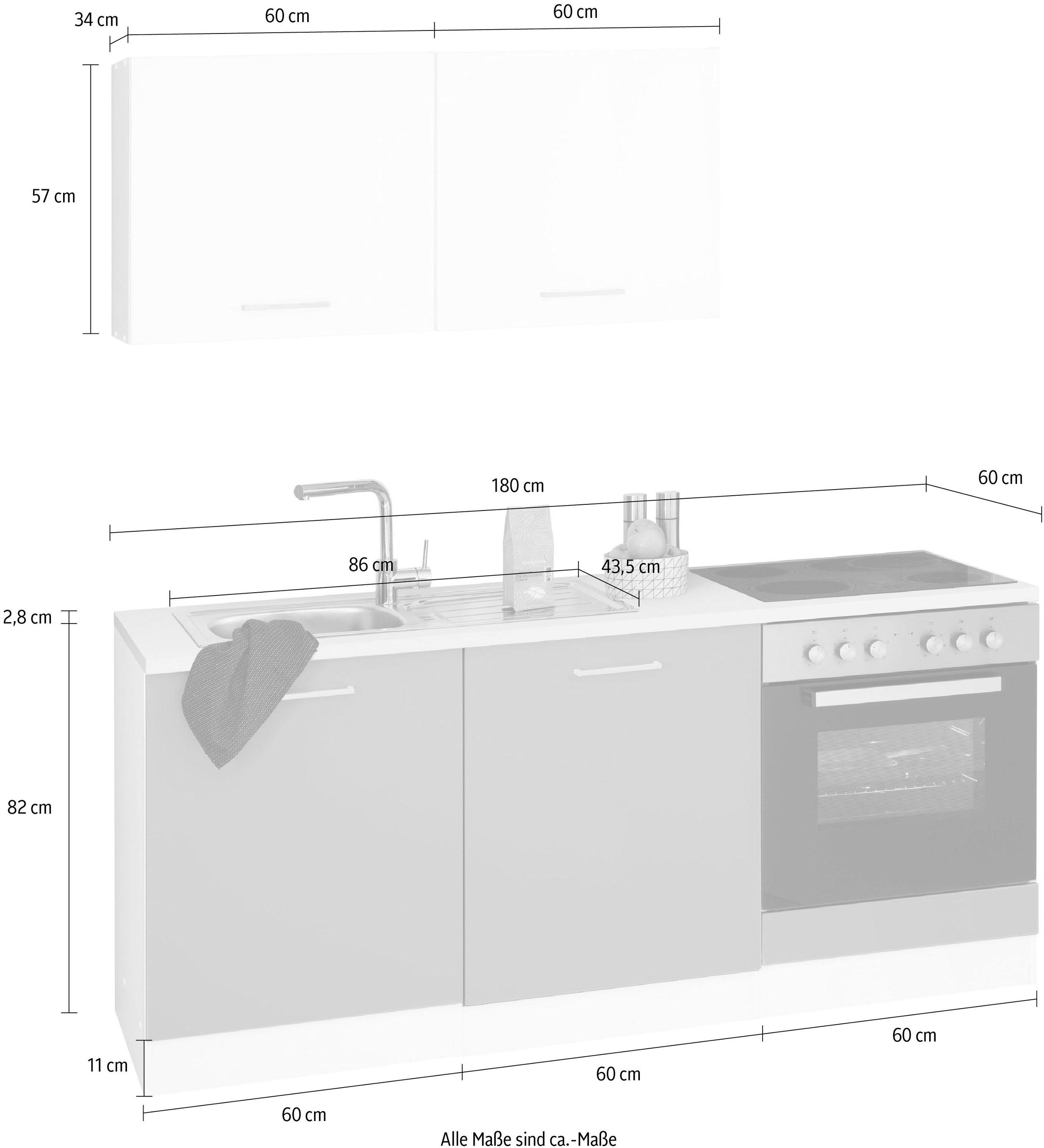 E-Geräte, Rechnung cm auf Breite MÖBEL Geschirrspülmaschine 180 HELD Küchenzeile für bestellen »Visby«, ohne