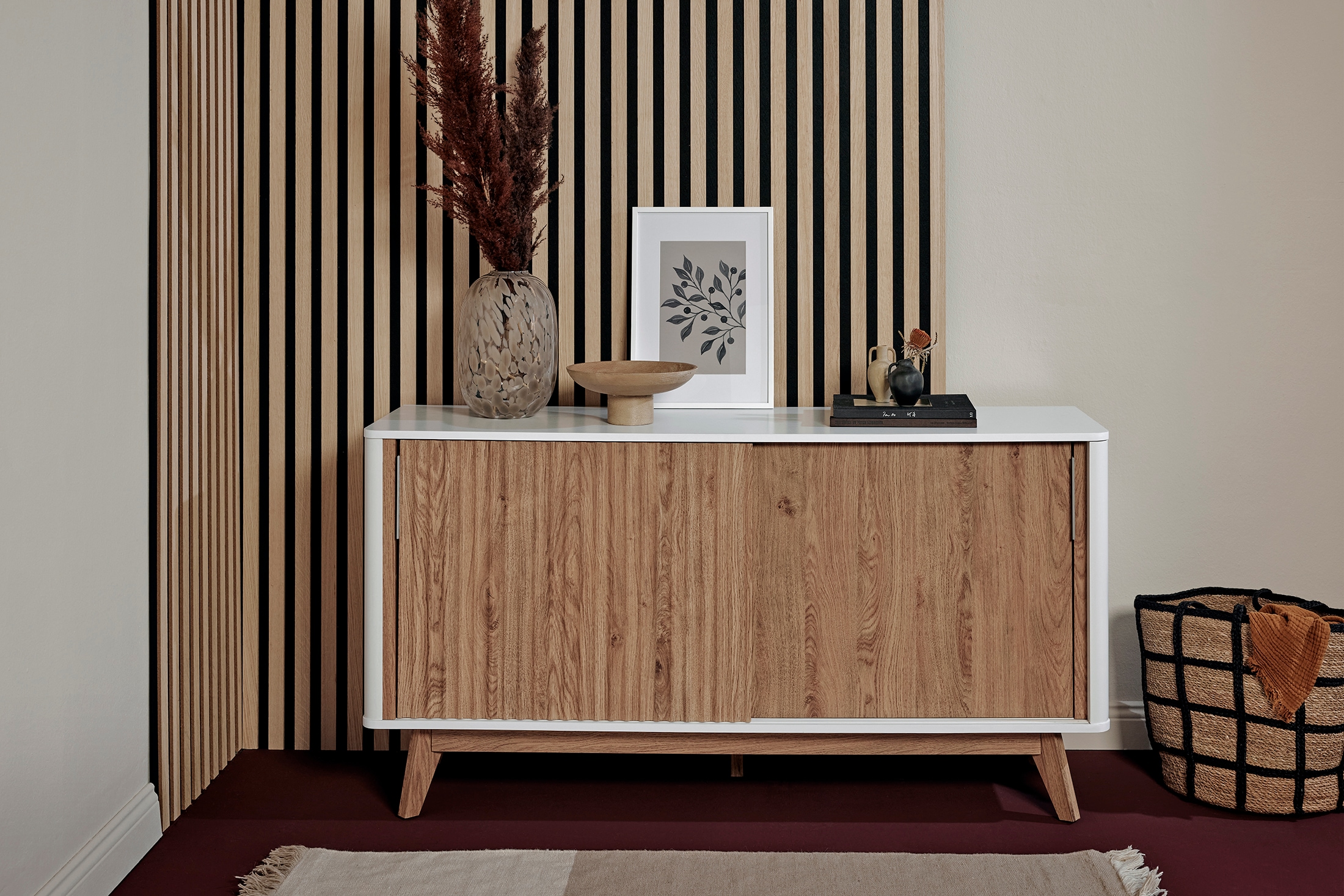 Jahnke Sideboard »WAVE SBS 145«, (1 St.), Retro-Stil, mit 2 Schiebetüren, ca. 148 cm