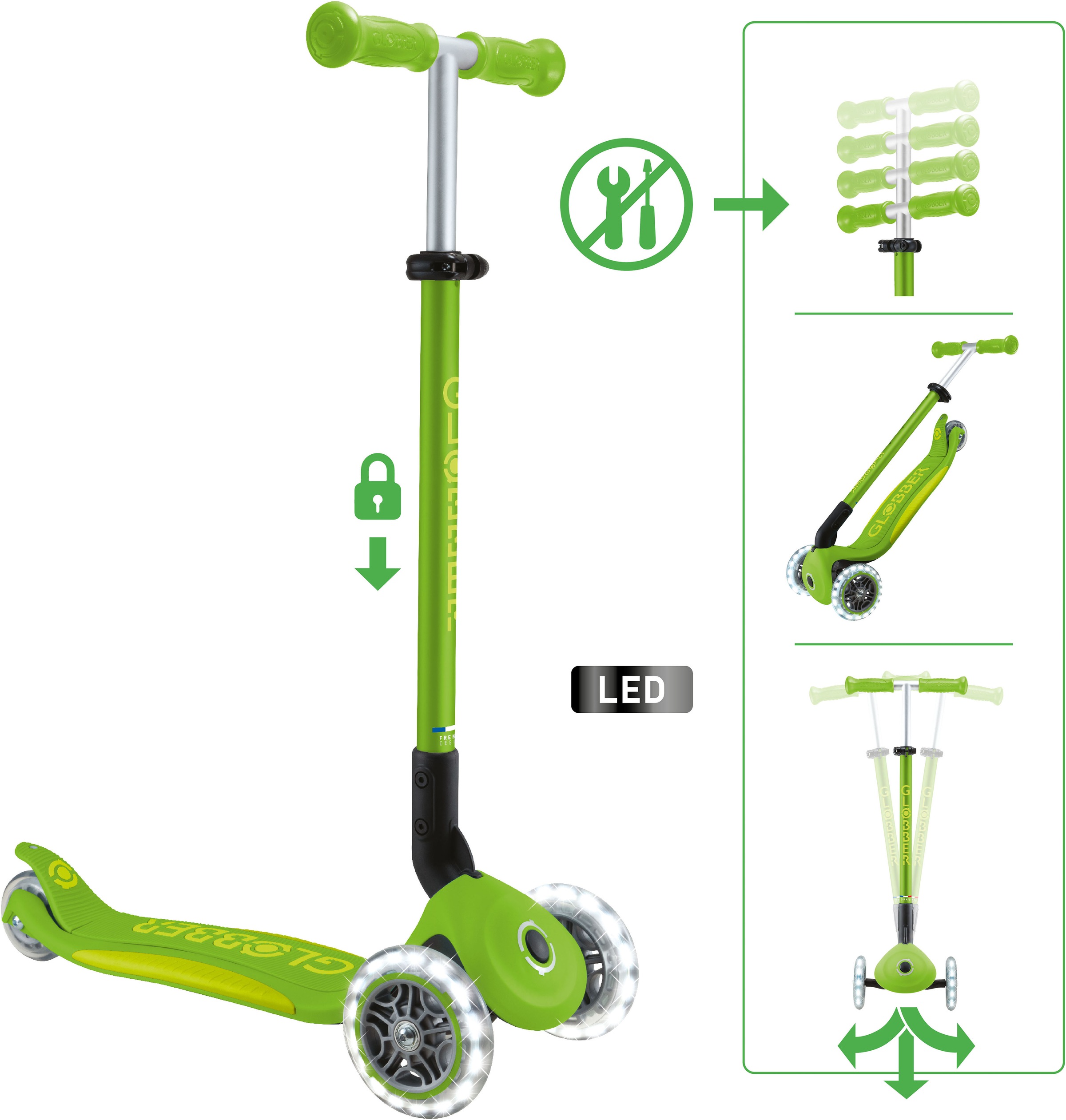 Globber Tretroller »GLOBBER ELITE LIGHTS, mit Leuchtrollen«