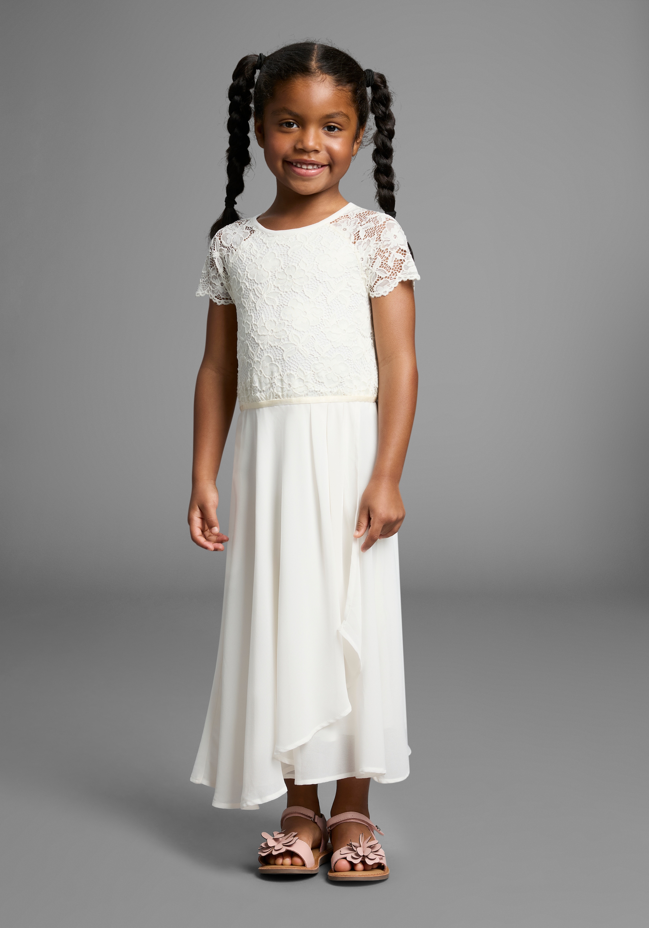 KIDSWORLD Jerseykleid »Festliches Kleid mit Spitze« Elegantes Kleid mit Spitze und Chiffon