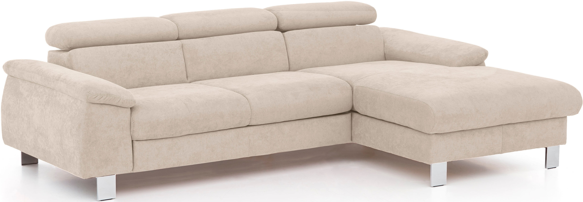 COTTA Ecksofa »Komaris L-Form, B: 244 cm« mit Kopfteilverstellung, optional Bettfunktion, Bettkasten & Licht