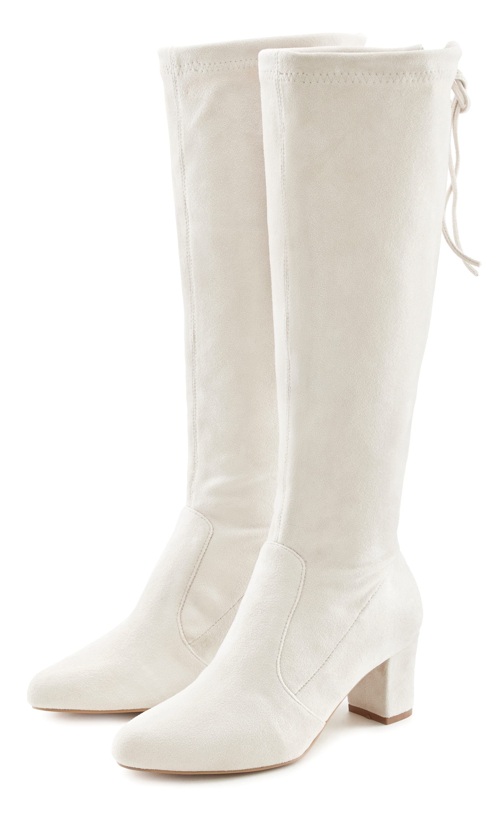 LASCANA Schlupfstiefel, Schlupfboots, Slouchy Boots, Slip-On, Stretch & Blockabsatz