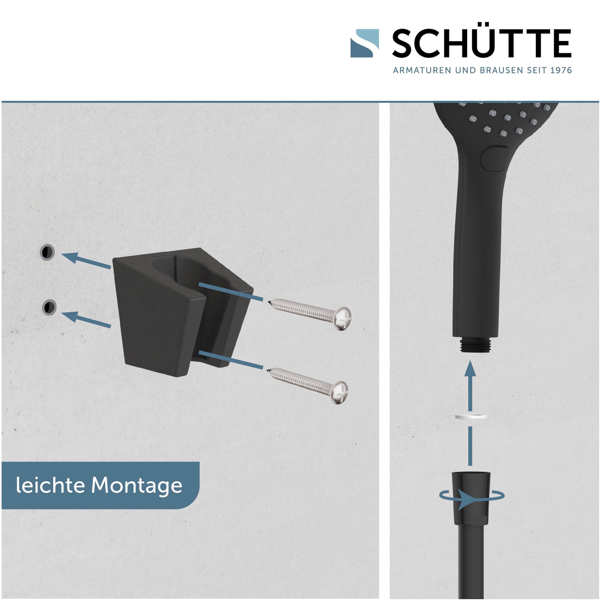 Schütte Handbrause »RAVEN«, (Set), 3-fach verstellbar, Antikalk, wassersparend