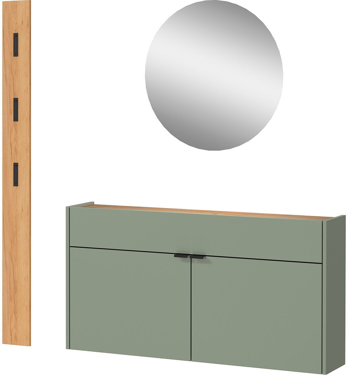 GERMANIA Garderoben-Set »Ameca«, (Set, 3 St.), mit Mehrzweckschrank, Spiegel und Garderobenpaneel, geringe Tiefe