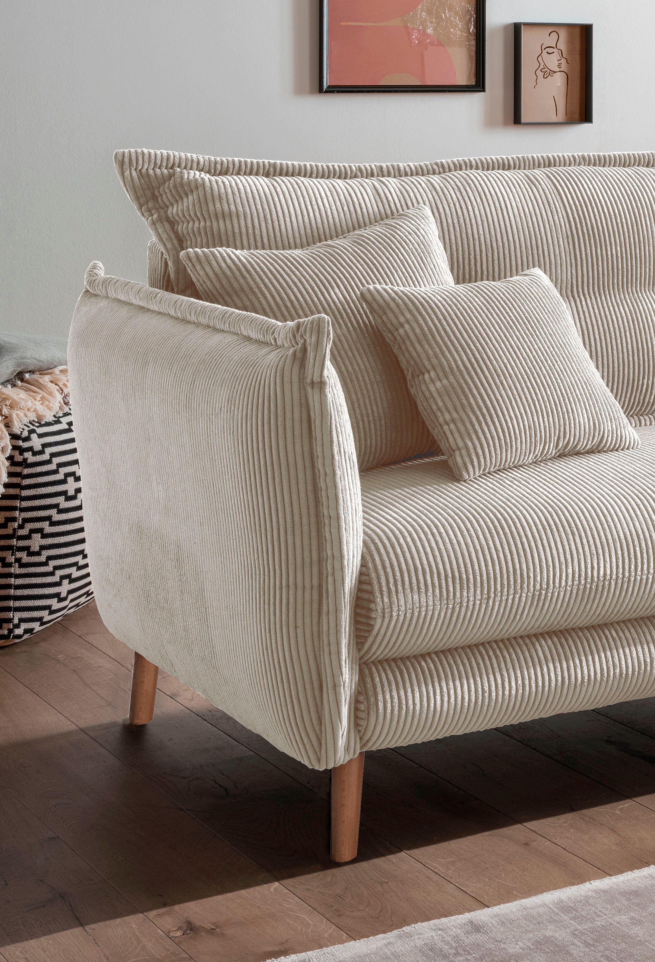 INOSIGN Ecksofa »Lazio modern und bequem, schmale Armlehnen, tolle Detailverarbeitung«, zwei verschiedene Fußfarben wählbar