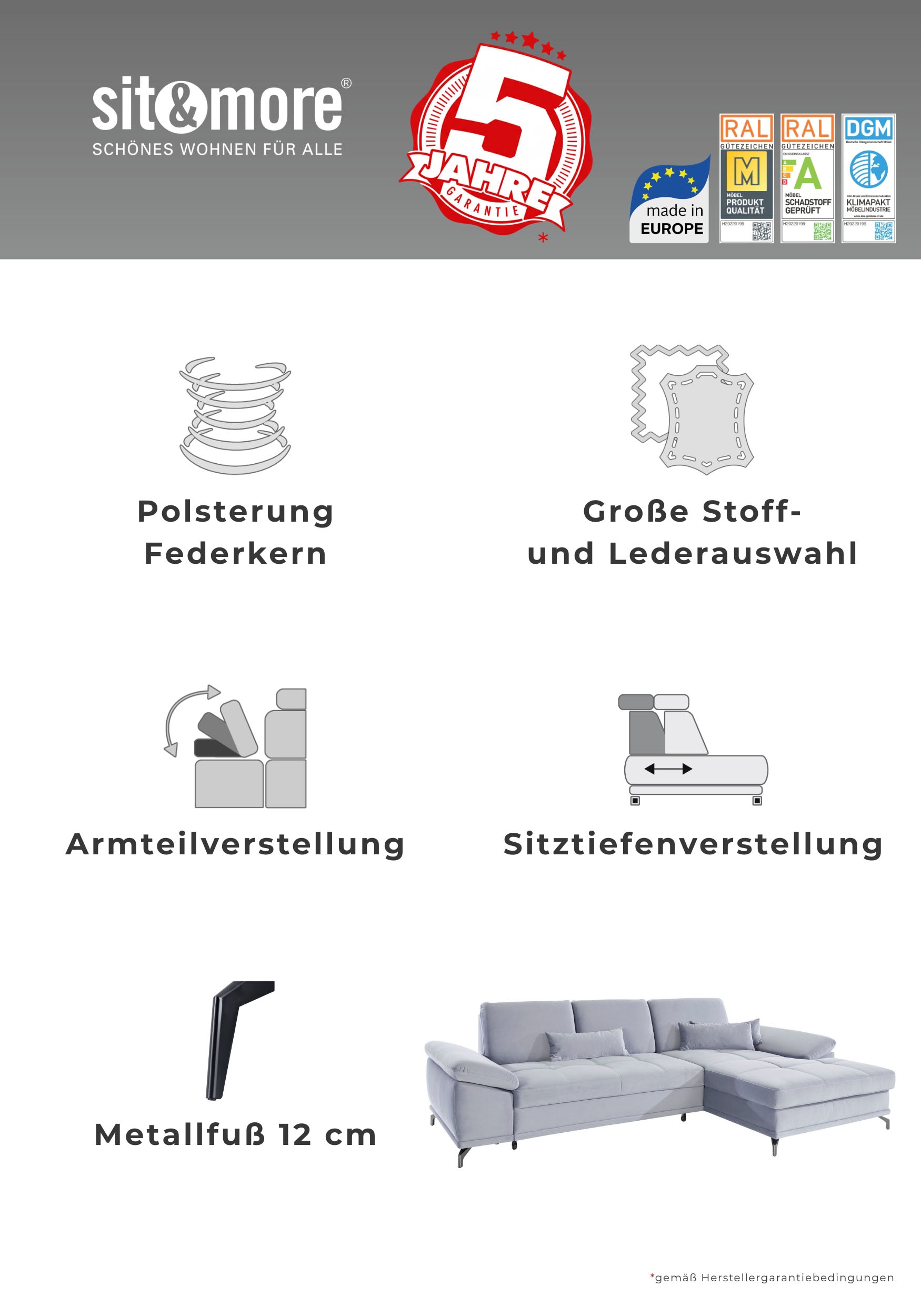 OTTO home Polsterhocker »Costello, B: 133 cm« individuell zu kombinieren, Federkern