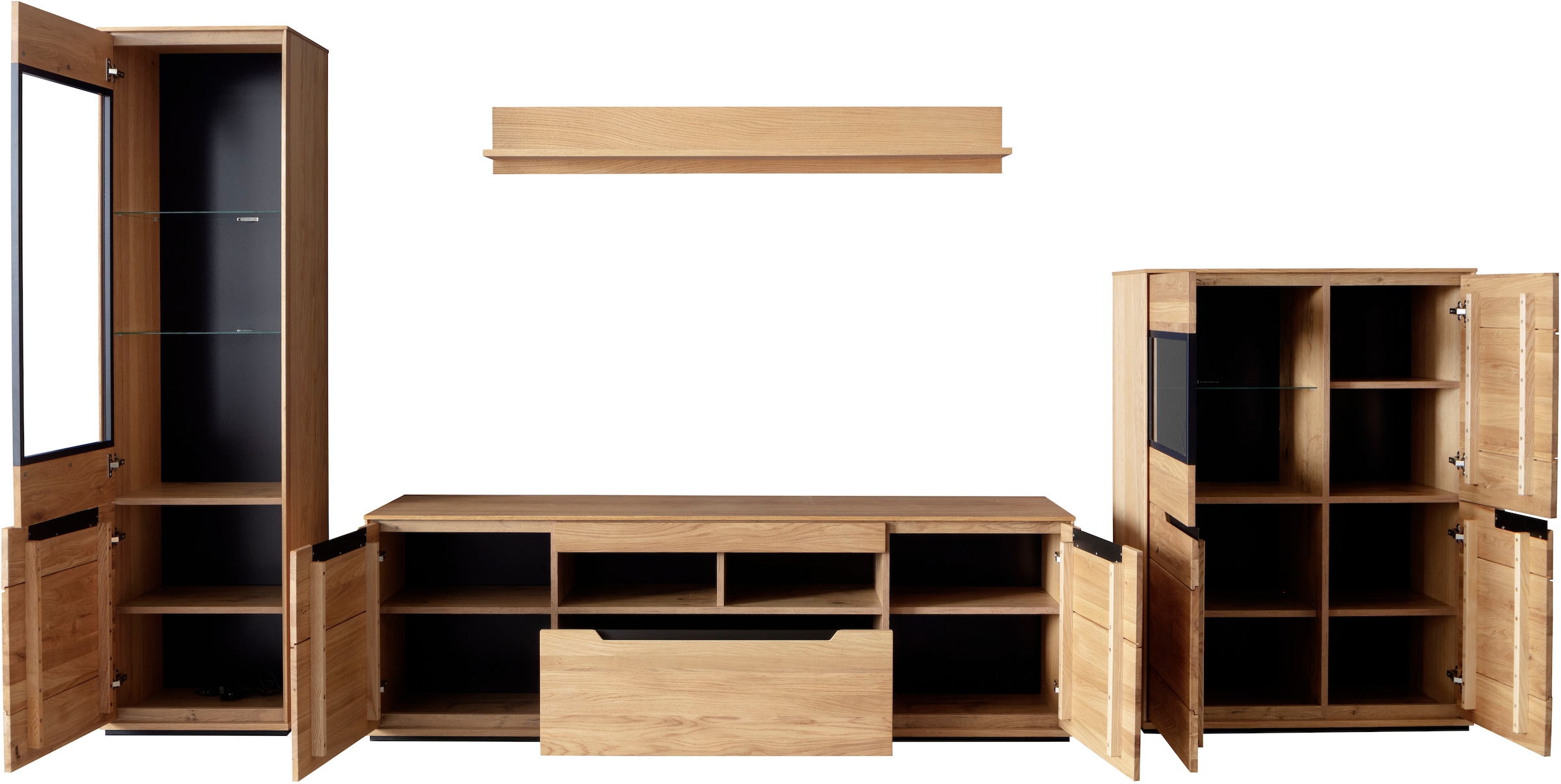 MCA living Wohnwand »Araya Wohnkombination II« Komplett-Set, optional: Glaskantenbeleuchtung, 4 Stk. tlg.