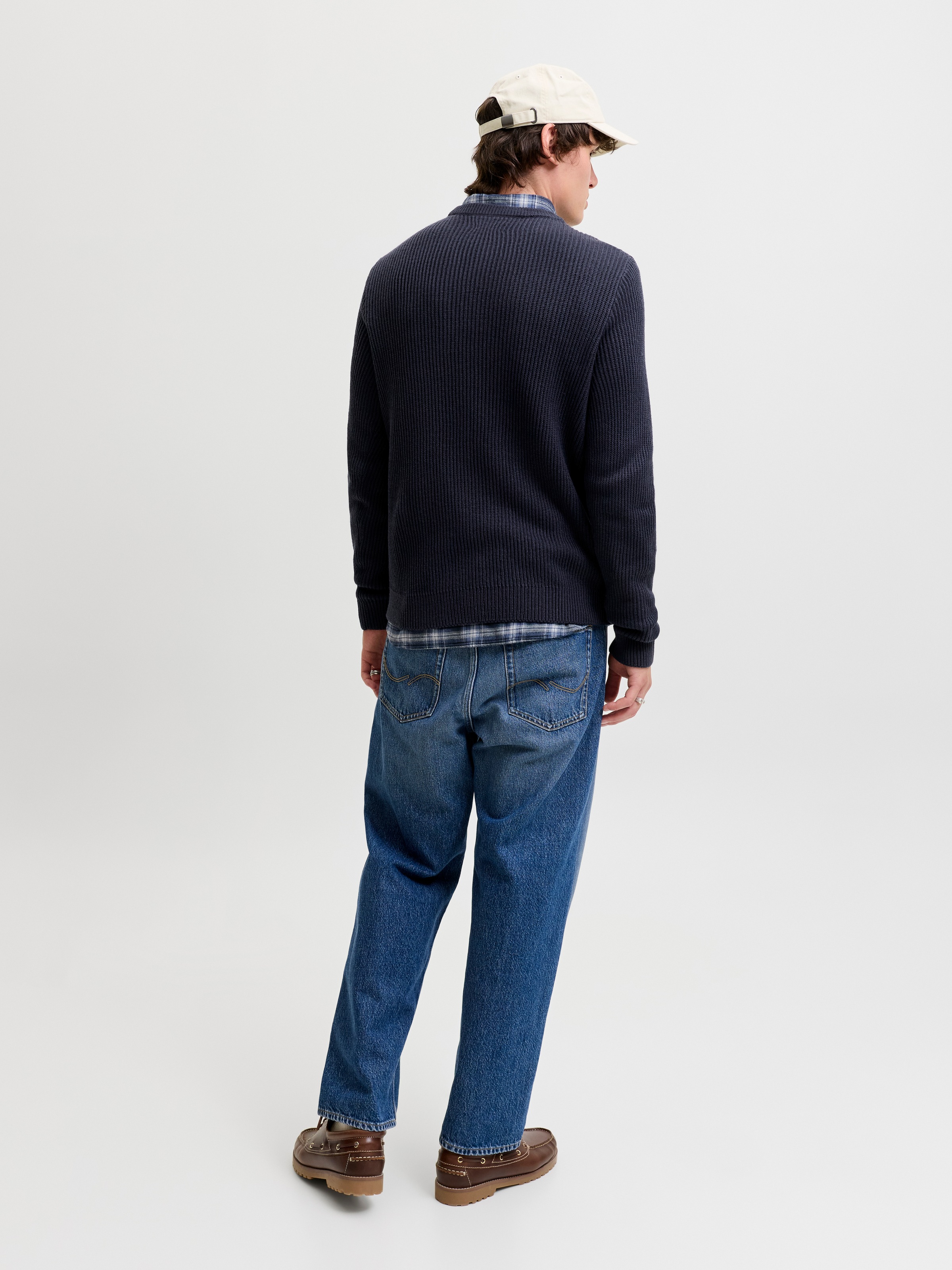 Jack & Jones Rundhalspullover »JJPANNEL KNIT CREW NECK AW26« Materialmix, regular fit
