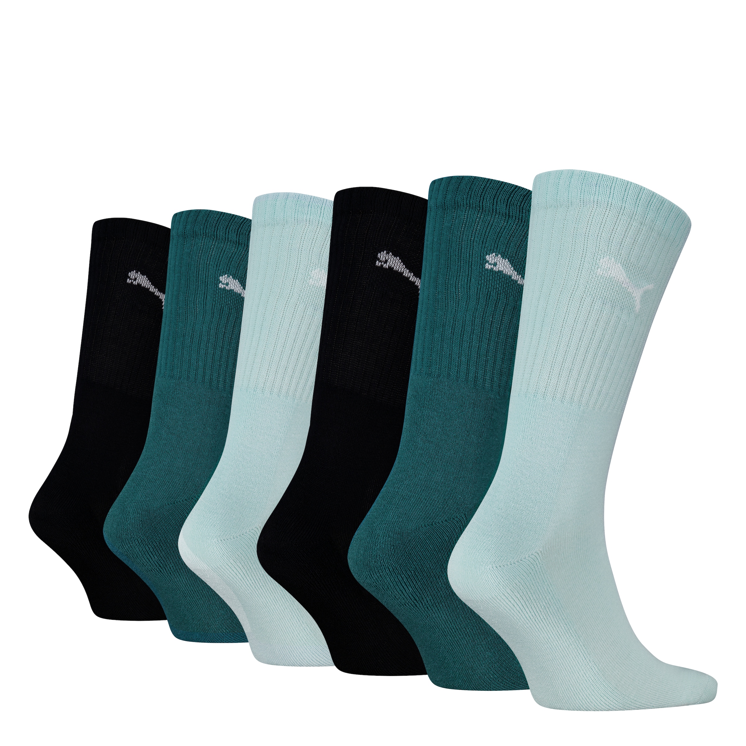 PUMA Socken »PUMA UNISEX CREW SOCK 6P ECOM« 6 Paar,  Cat-Logo, Frottee-Sohle, Ripp-Bündchen