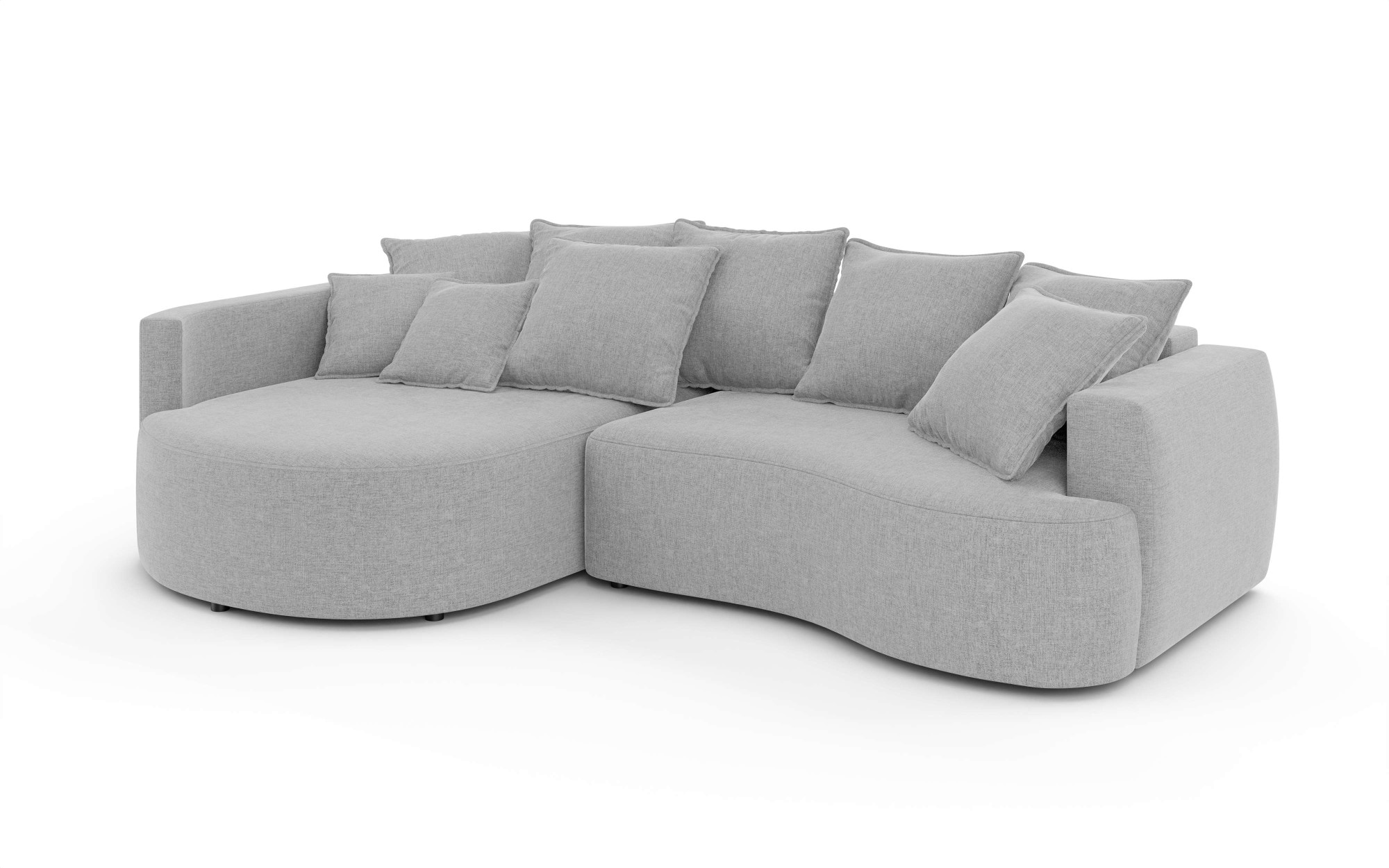 Home affaire Ecksofa »Kahekili, Schlafsofa mit Bettkasten, Maße B/T/H: 255/181/90/ cm« L-Form mit Wellenunterfederung, 7 Rückenkissen und 2 Zierkissen