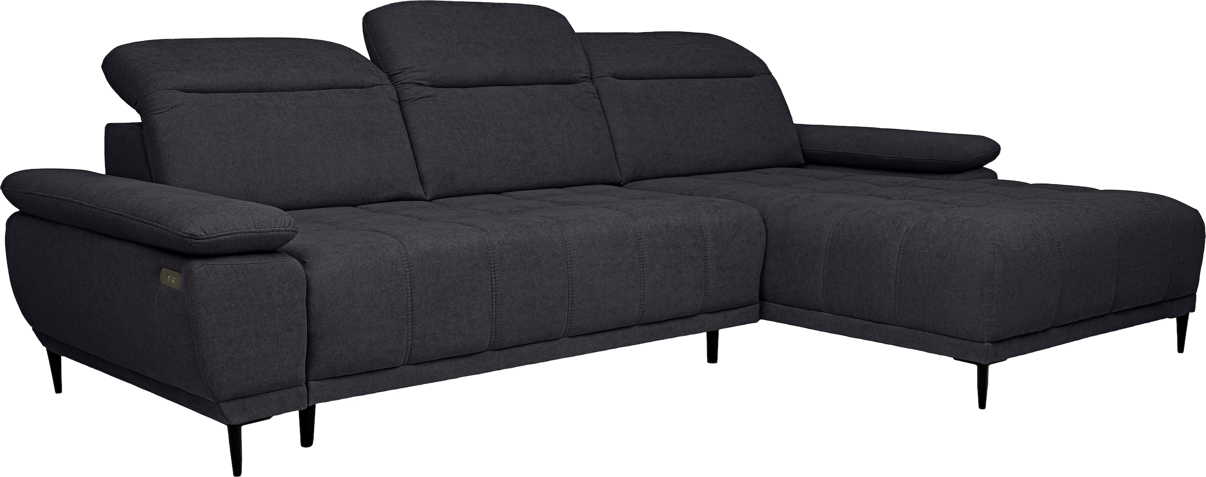 WERK2 Ecksofa »Focus-S, inkl. elektr. Sitzvorzug, manuelle Kopfteilverstellung« elektr. Sitztiefenverstellung, flexible Kopfstützen, 12cm Füße, L-Form