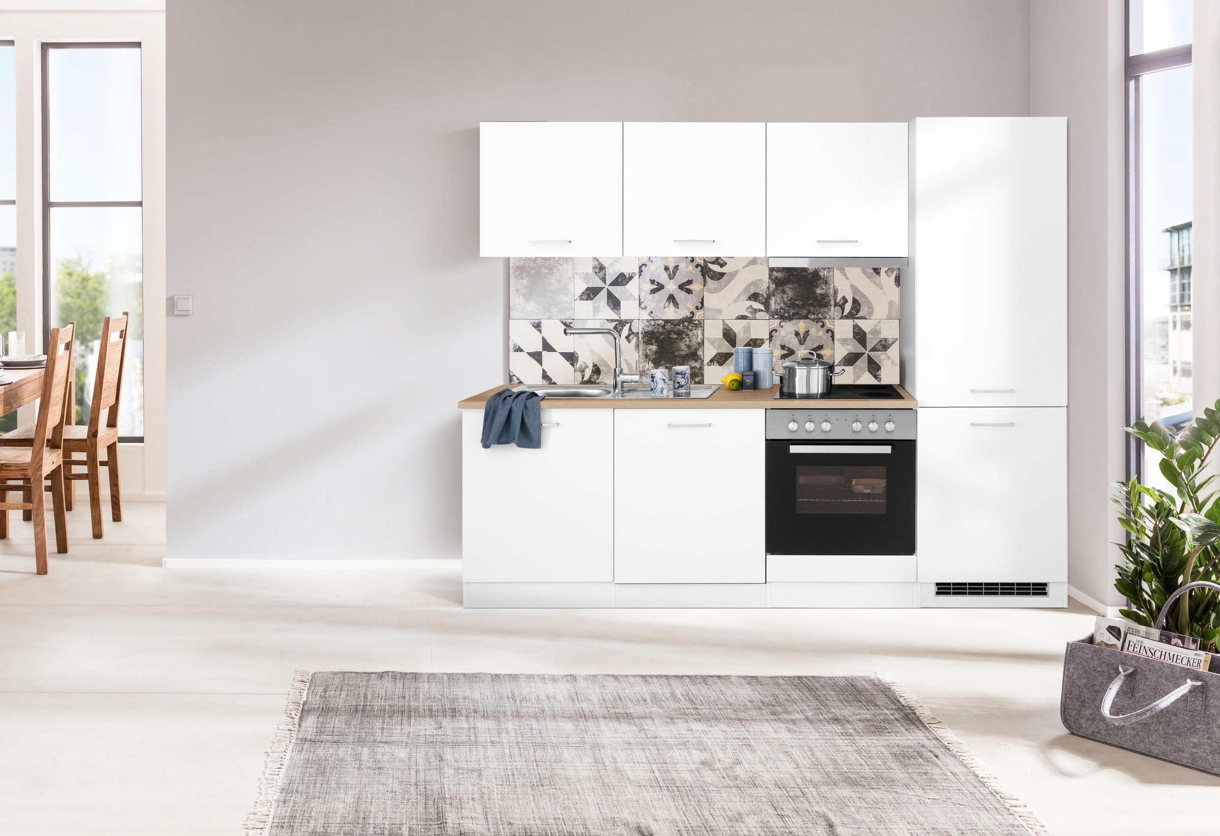 KOCHSTATION Küchenzeile »KS-Visby«, mit E-Geräte, 240 cm, inkl. Kühl/Gefrie günstig online kaufen