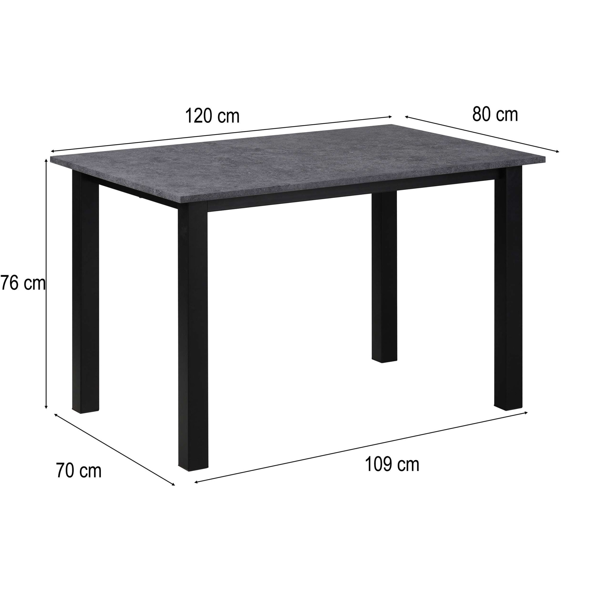 OTTO home Esstisch »Babetta« schwarzes pulverbeschichtetes Metallgestell, verschiedene Breiten
