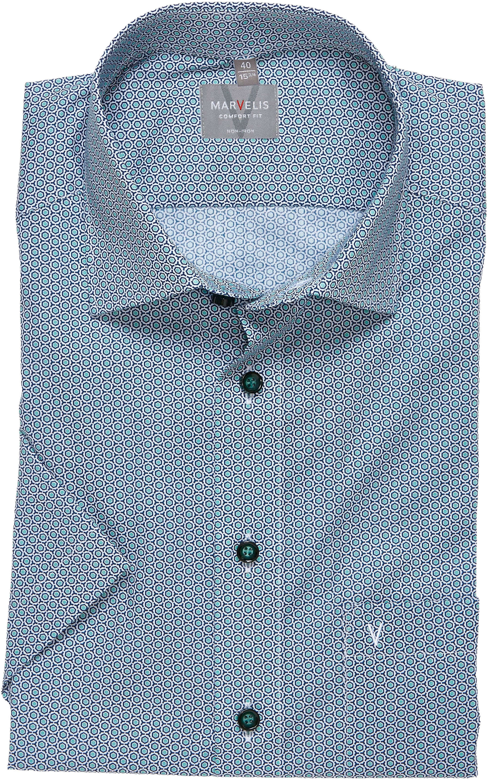 MARVELIS Kurzarmhemd Bügelfrei, comfort fit, Businesshemd, Minimal Print