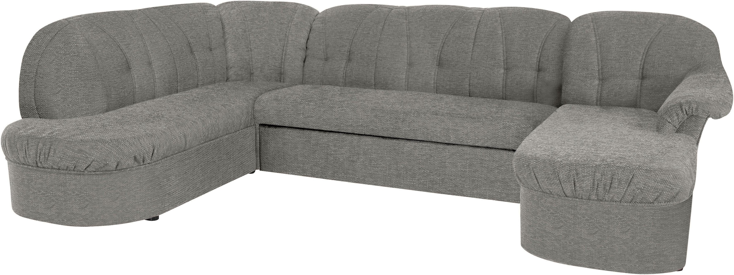DOMO collection Wohnlandschaft »Pegnitz, zeitlos und modern, mit attraktiver Rückensteppung, U-Form«, wahlweise mit Bettfunktion