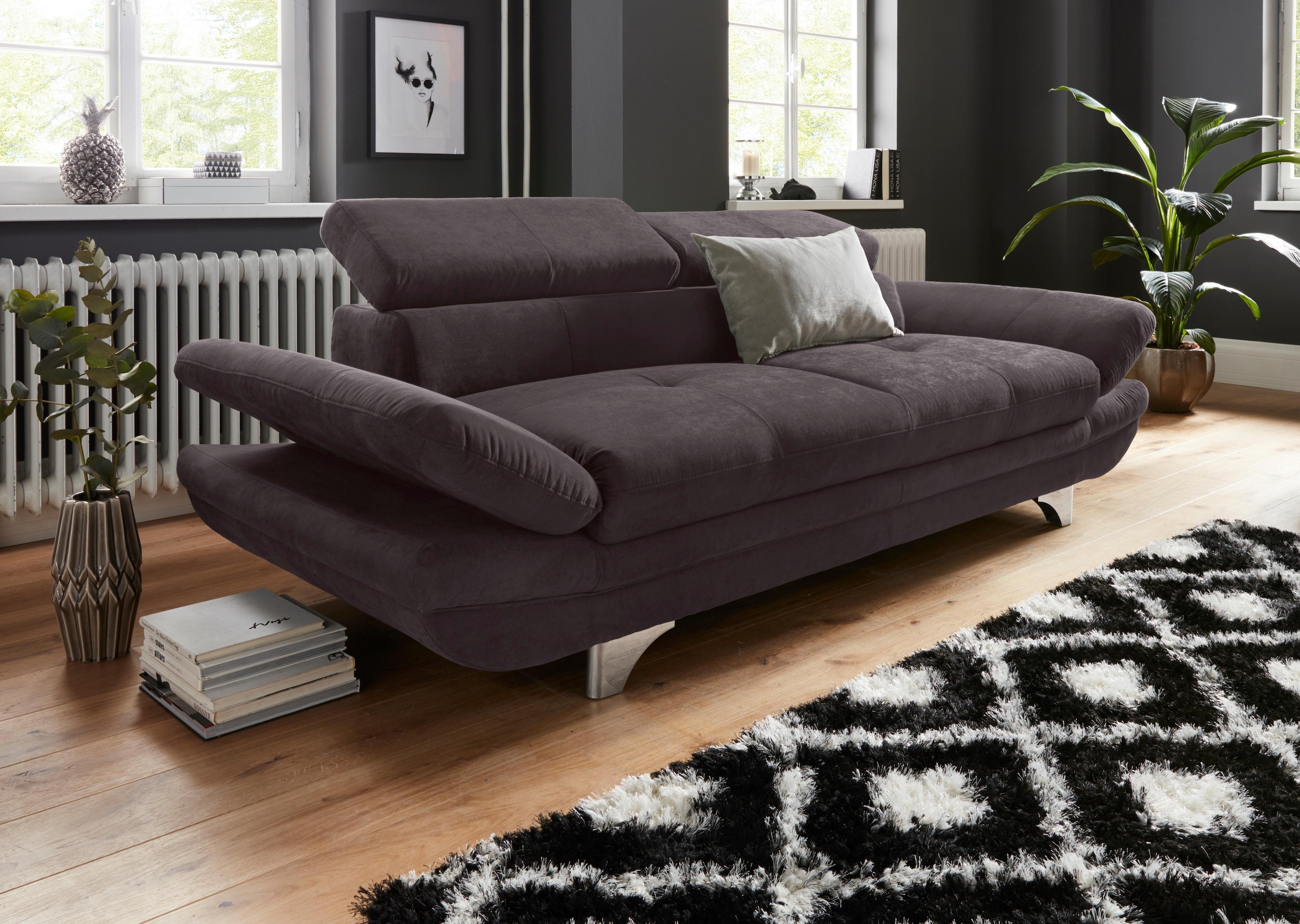 COTTA Polstergarnitur »Enterprise«, (Set), Set bestehend aus 2,5-Sitzer mit Arm- & Kopfteilverstellung & Hocker