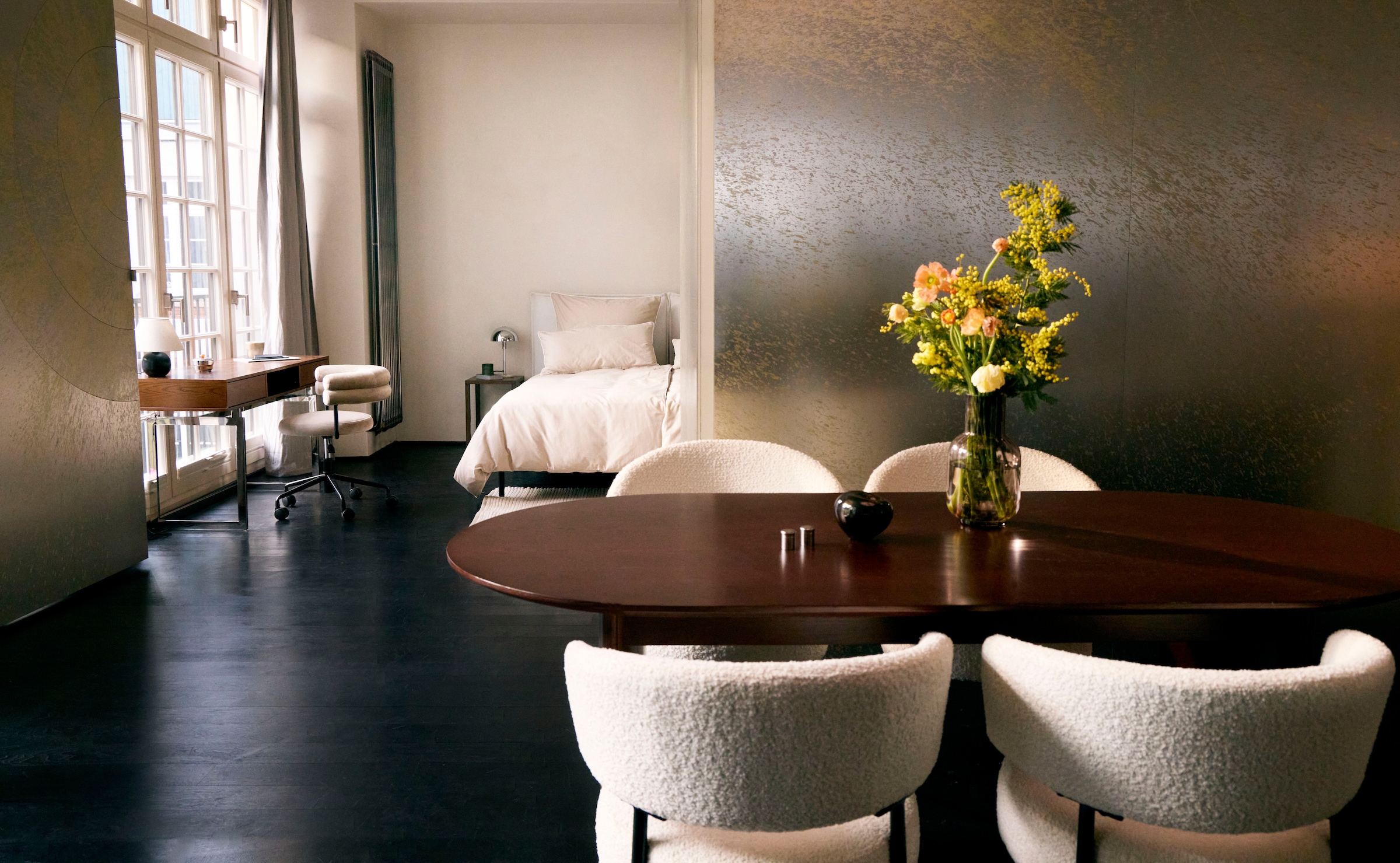 LeGer Home by Lena Gercke Schreibtisch »Danuta«, Furnierholz, Kufen aus Edelstahl, Breite 140 cm