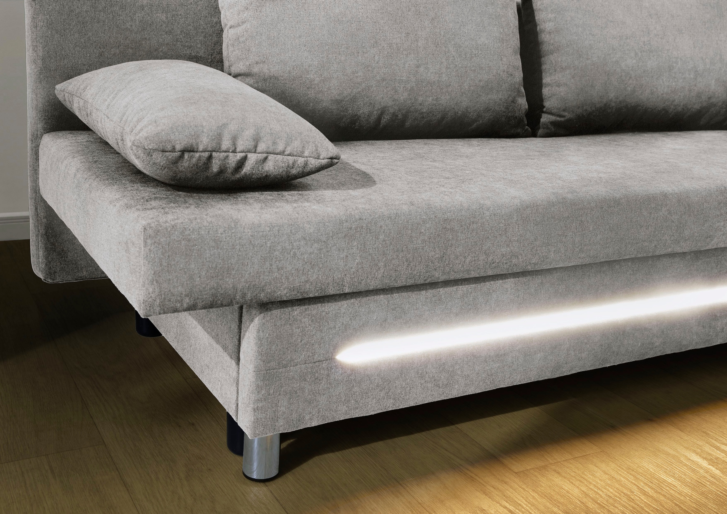 Jockenhöfer Gruppe Schlafsofa »Sunrise, mit dimmbarer LED-Beleuchtung«, Gästebettfunktion, Stauraum/Bettkasten, mit Kissen