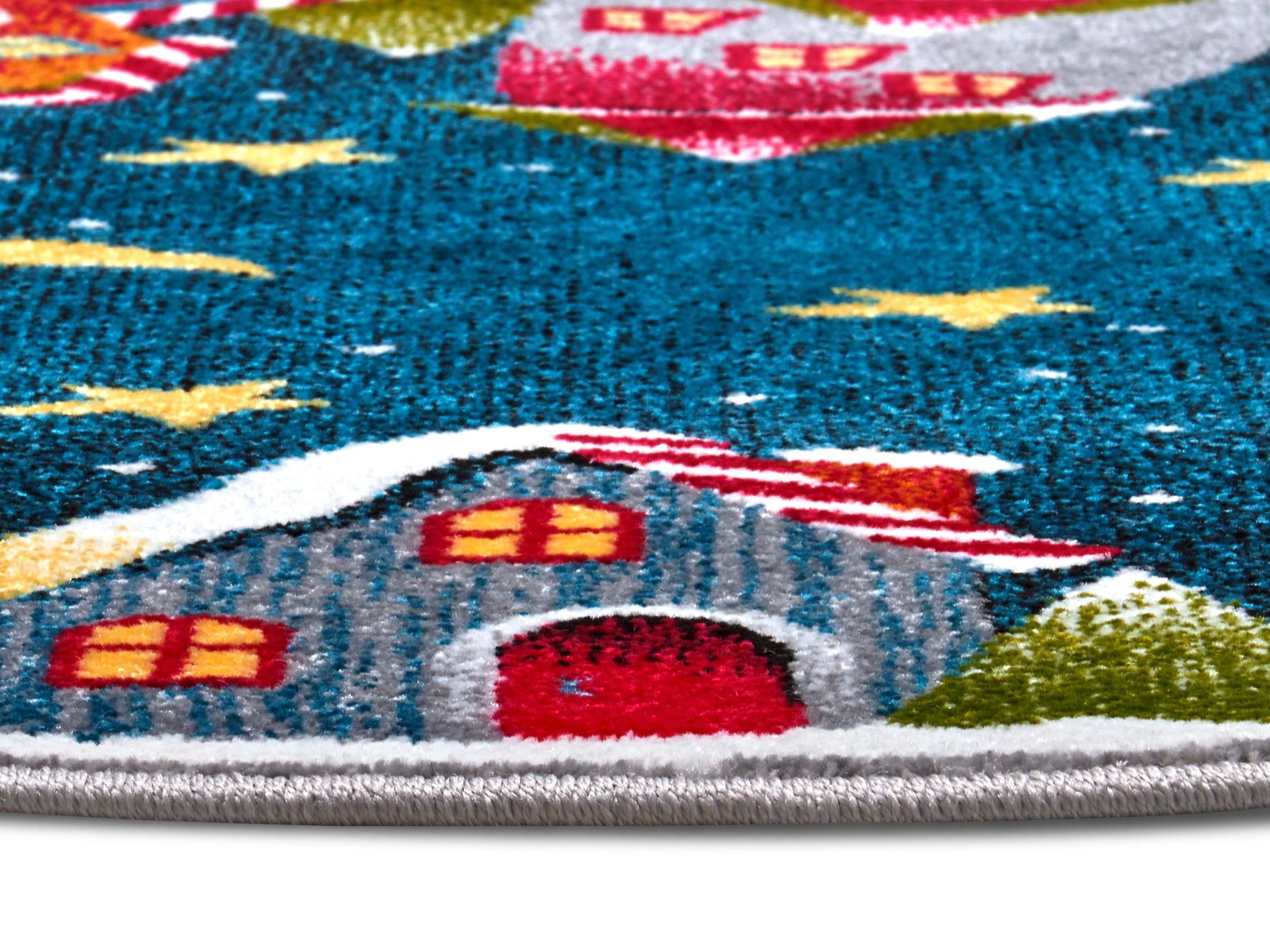 HANSE Home Teppich »Christmas Village«, rund, 9 mm Höhe, Farbenfrohes Design, Spielunterlage, strapazierfähig, Sterne