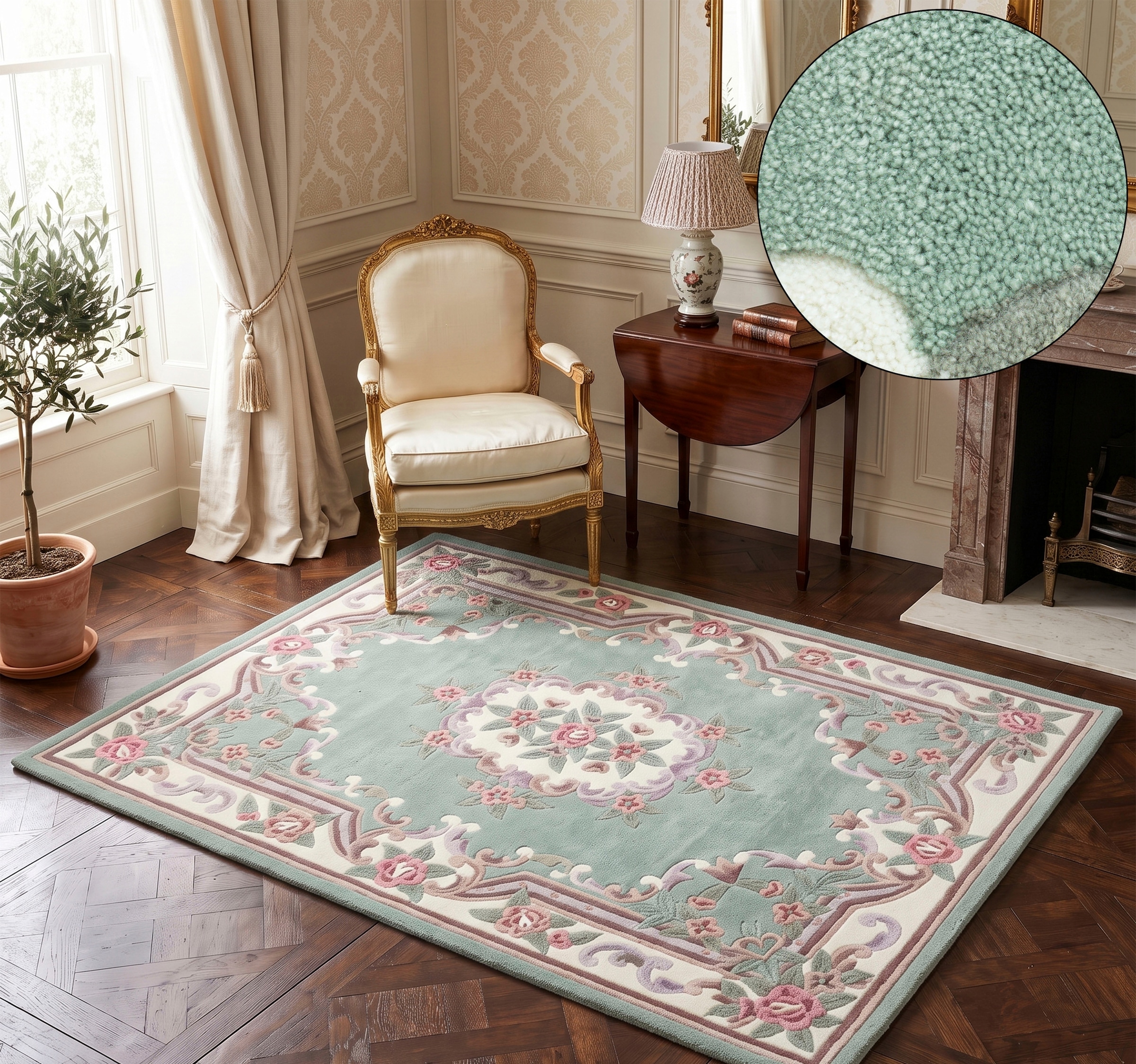 THEKO Teppich »Ming« rechteckig 14 mm Höhe handgefertigt, Pastell-Farben, florales Design, Wohnzimmer