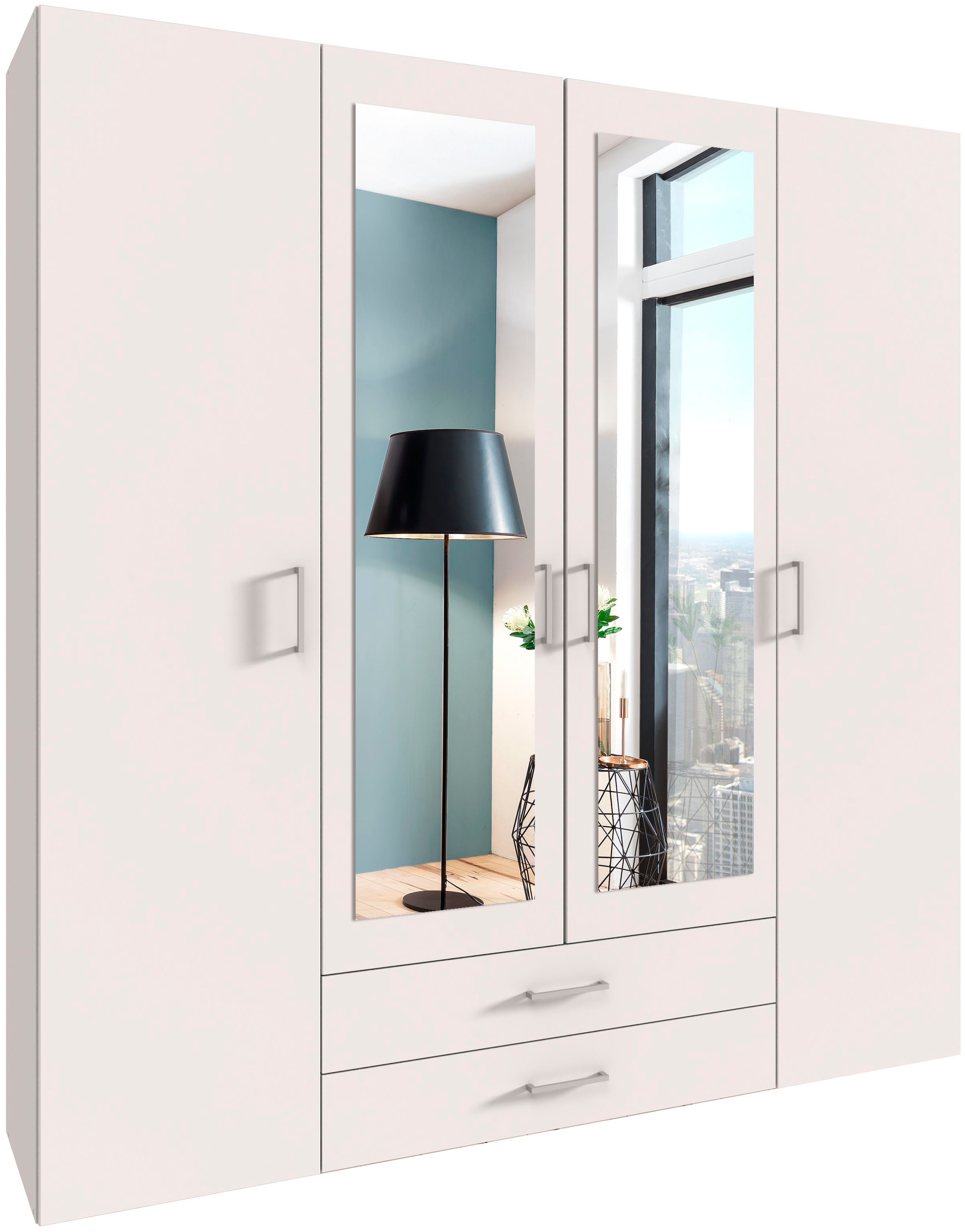 Wimex Drehtürenschrank »Mugano« mit langen oder kurzen Griffen aus Metall, günstig online kaufen