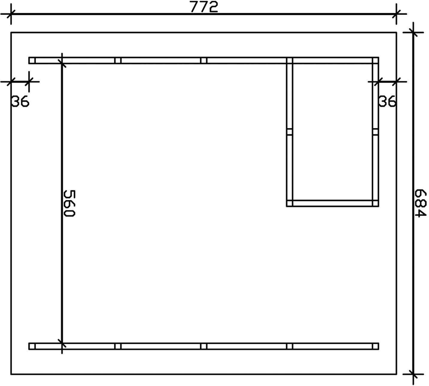 Skanholz Doppelcarport »Schwarzwald«, KVH-Fichte, 560 cm, Natur, mit Abstellraum 1, mit Dachschalung