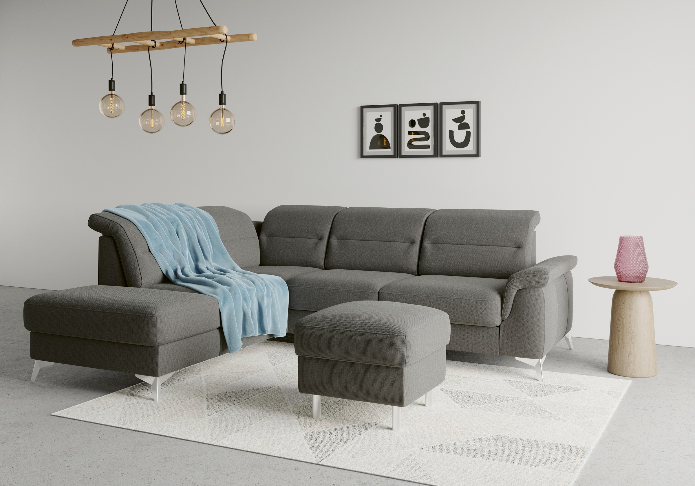 sit&more Ecksofa »Sinatra L-Form«, mit Ottomane, optional mit Kopfteilverstellung und Armteilfunktion