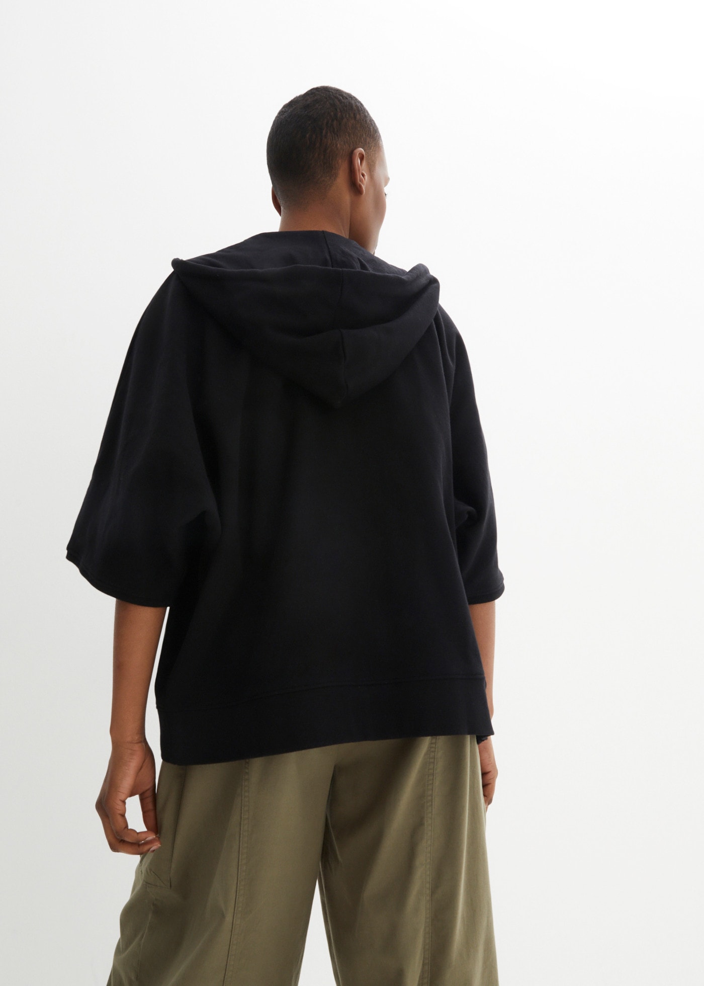 bonprix Sweatjacke Oversize-Passform, mit Kapuze, aus Baumwolle