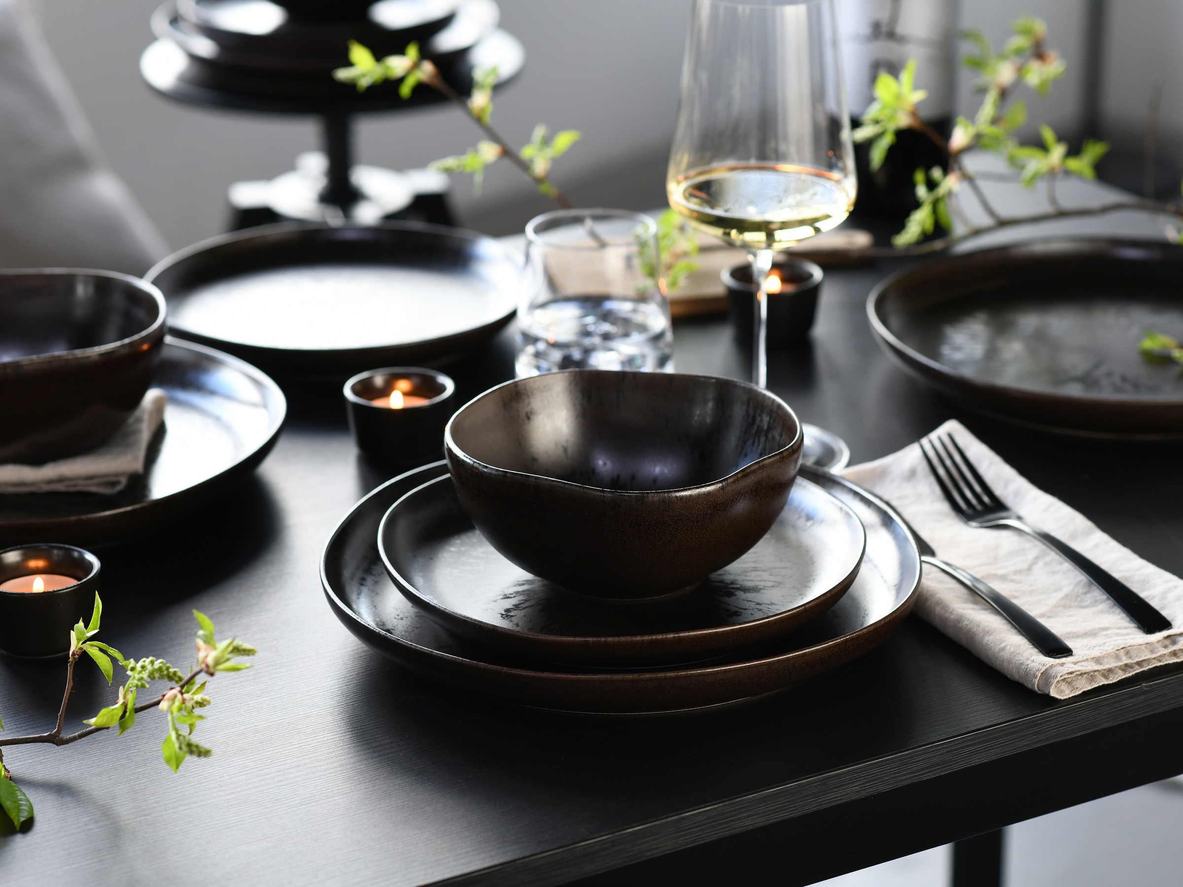 CreaTable Teller-Set »Natura Organic Rusty, Tellerset 12-tlg«, (Set, 12 tlg.), Seidenmatte Effektglasur