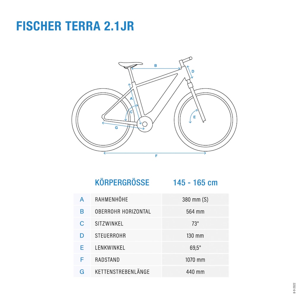 FISCHER Fahrrad E-Bike »TERRA 2.1 Junior 422«, 8 Gang