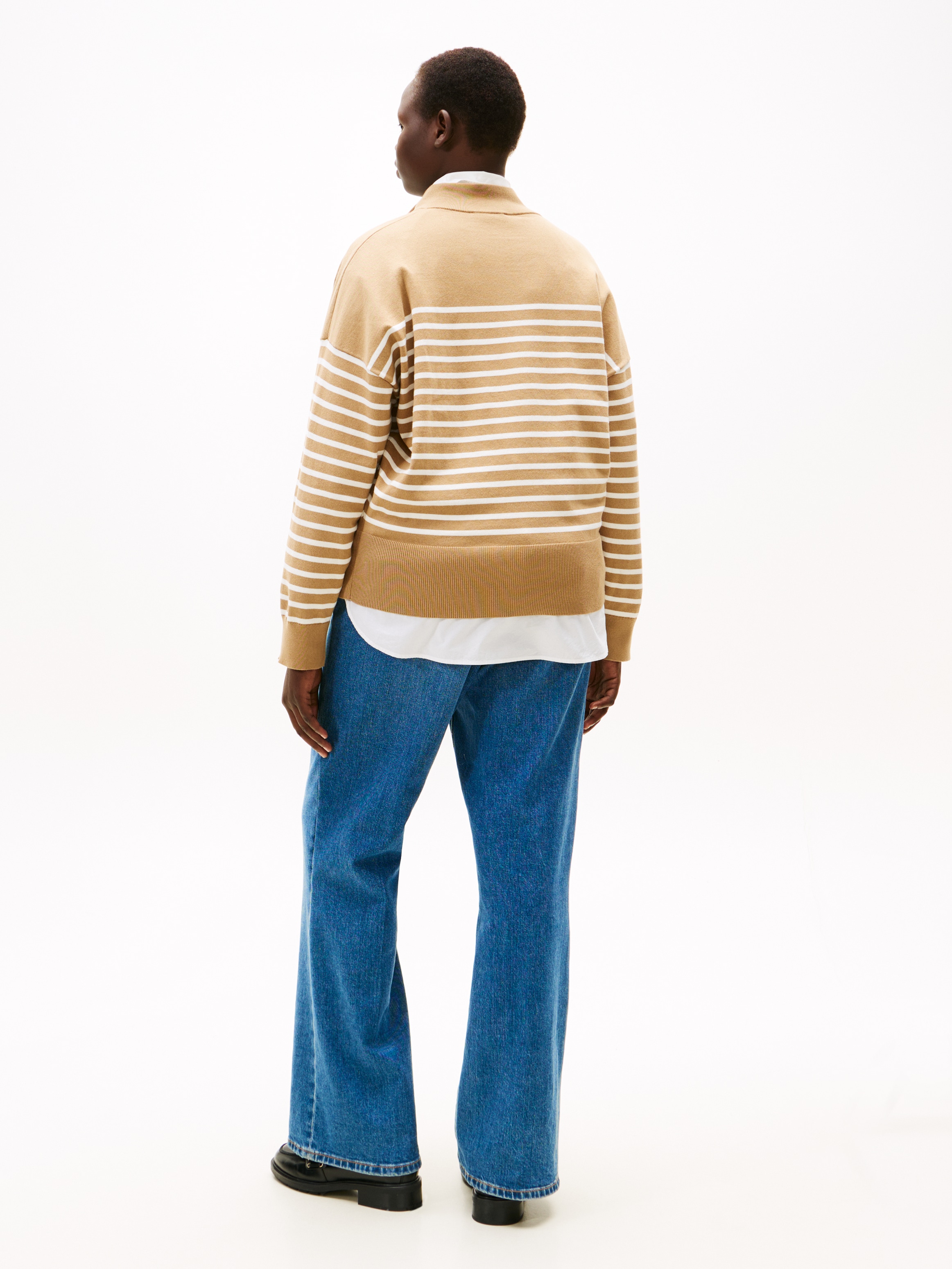 Tommy Hilfiger Curve Stehkragenpullover »CRV CO JERSEY GOLD BTN MK-NK SWT« in großen Größen, mit goldfarbenen Knöpfen