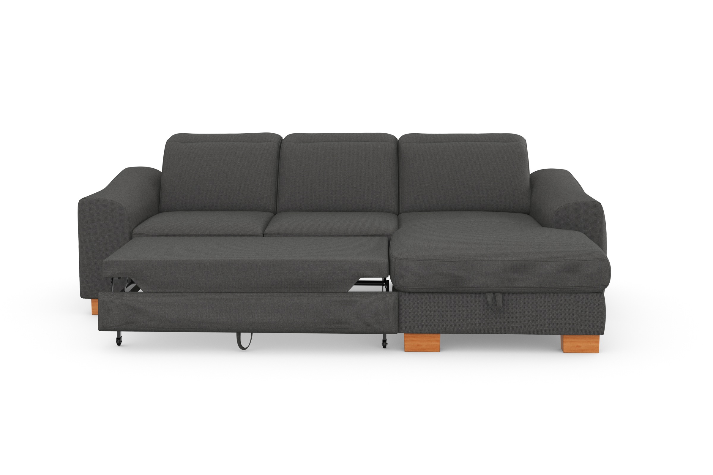 sit&more Ecksofa »Dundee L-Form«, mit Federkern und Massivholzfüßen, wahlweise mit Kopfteilverstellung