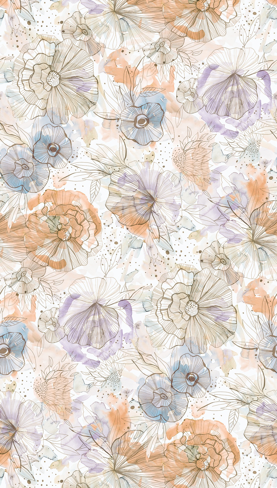 A.S. Création Fototapete »Aquarell Dreams Blumen-Tapete Mustertapete Aquarellfarben Blumen«, matt, Vliestapete Landhaus für Schlafzimmer Küche Wohnzimmer Blumen Design