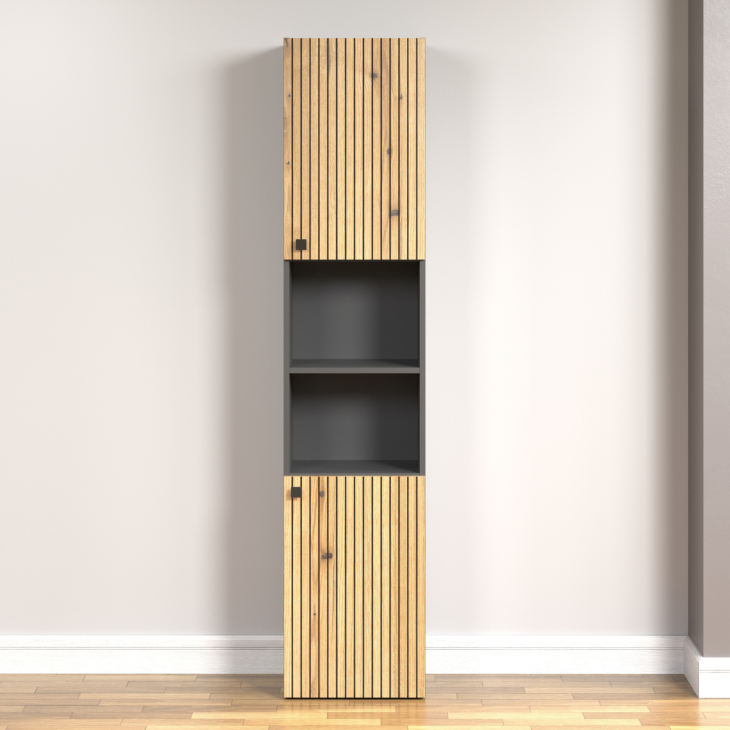 welltime Hochschrank »Amrum«, Badezimmerschrank mit und ohne Schublade - (B/T/H) 40-70/31/186 cm