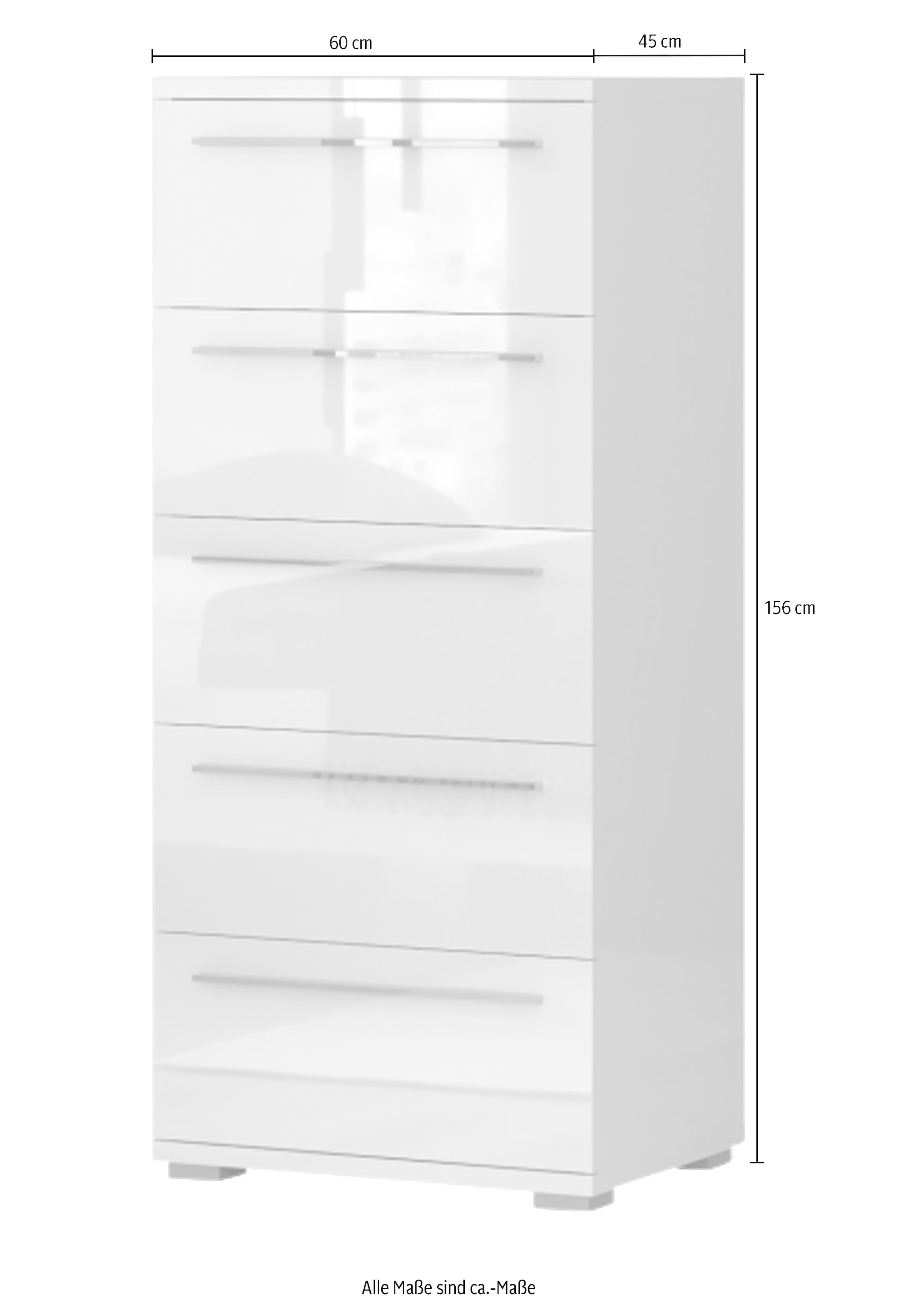 Places of Style Schubkastenkommode »Piano, mit 4 oder 5 Schubladen, FSC-zertifizierter Holzwerkstoff«, UV lackiert hochglänzend,Soft-Close Funktion, in 2 Breiten und 2 Höhen
