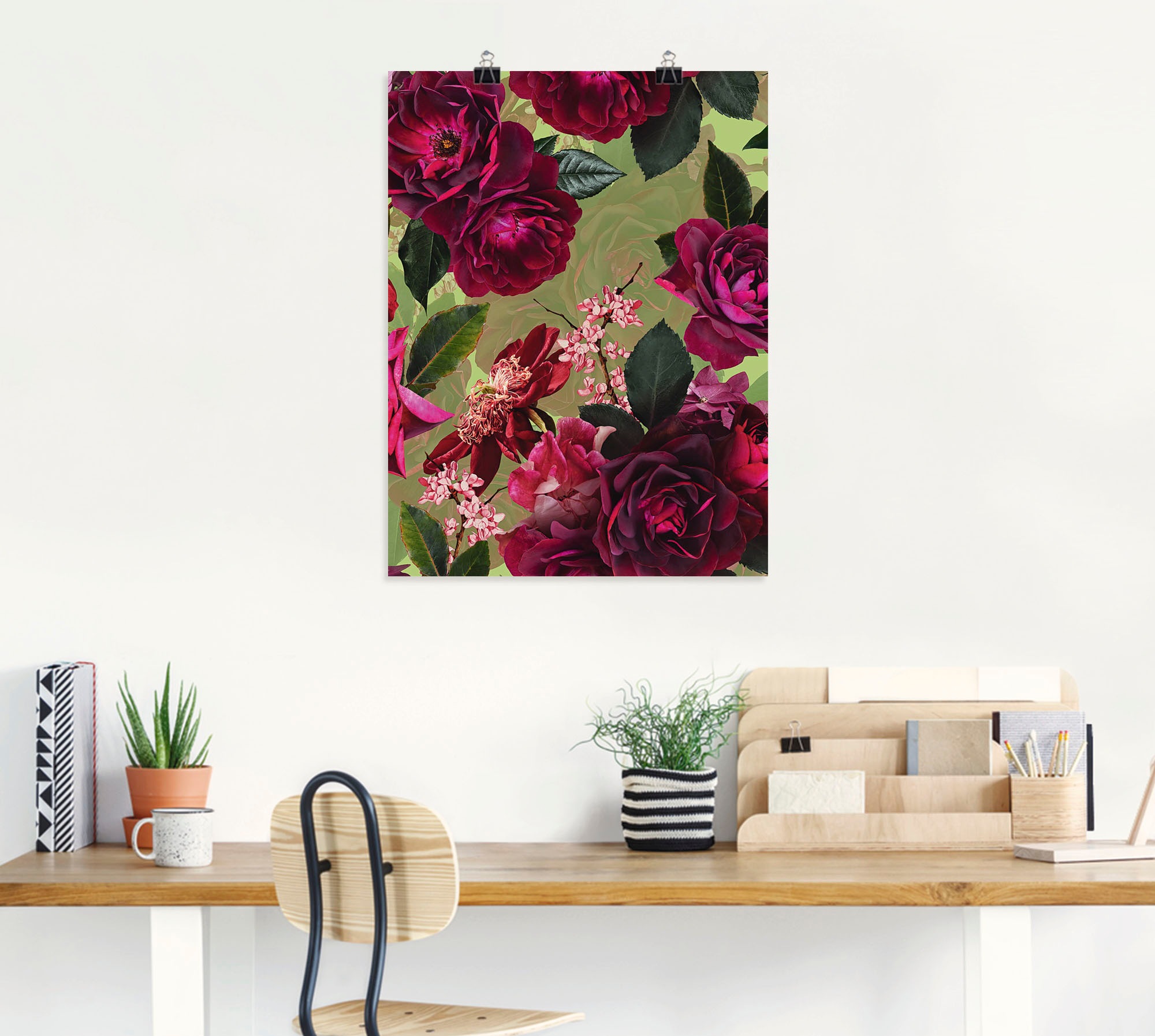 Artland Wandbild »Dunkle Rosen auf Grün« Blumenbilder 1 Stk. tlg. als Alubi günstig online kaufen