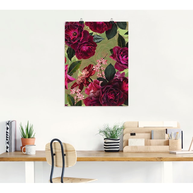 Artland Wandbild »Dunkle Rosen auf Grün«, Blumenbilder, (1 St.) auf  Rechnung kaufen
