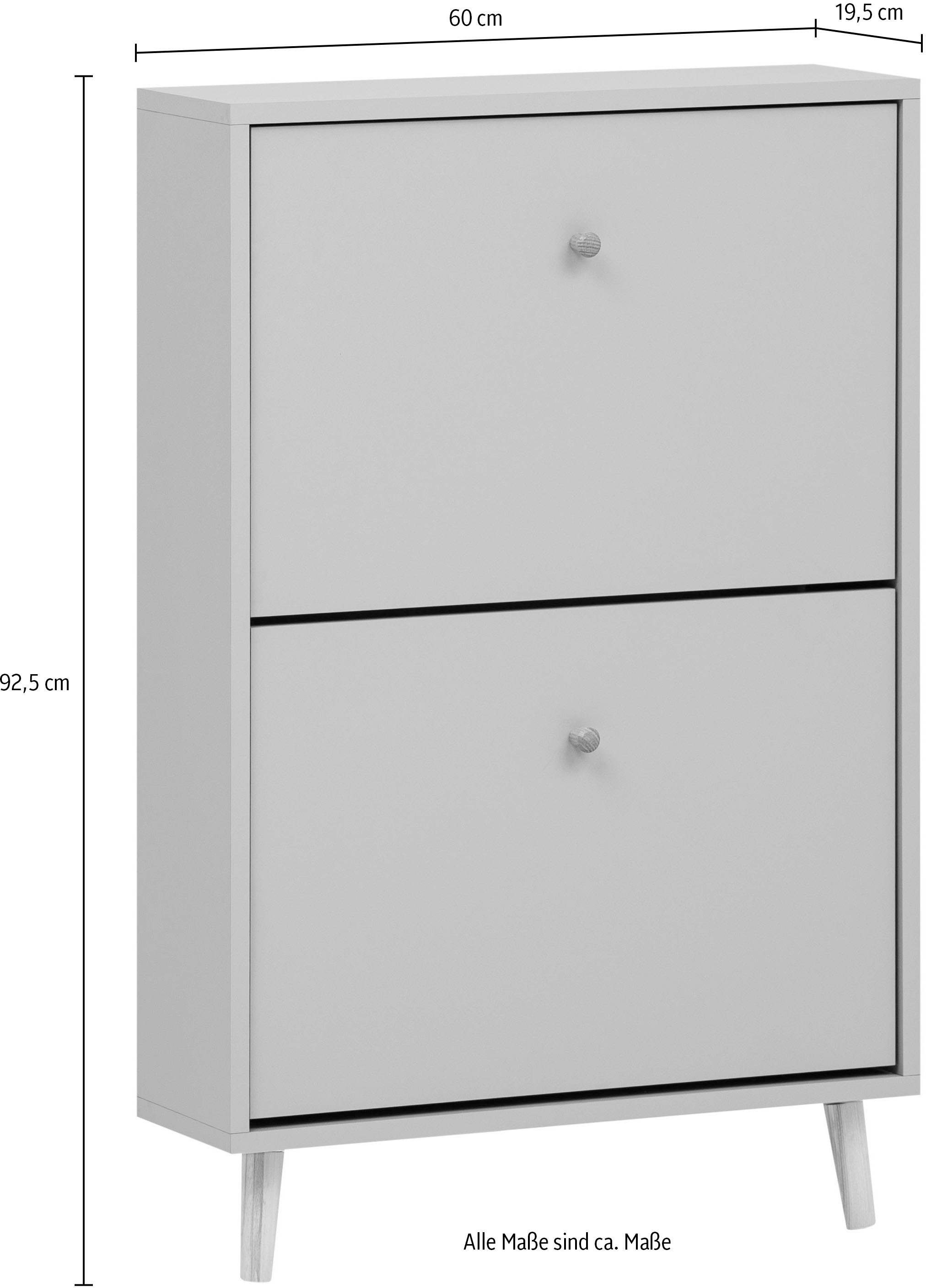 Schildmeyer Schuhschrank »Bjarne, Breite 59 cm«, Griffe und Möbelfüße aus Massivholz