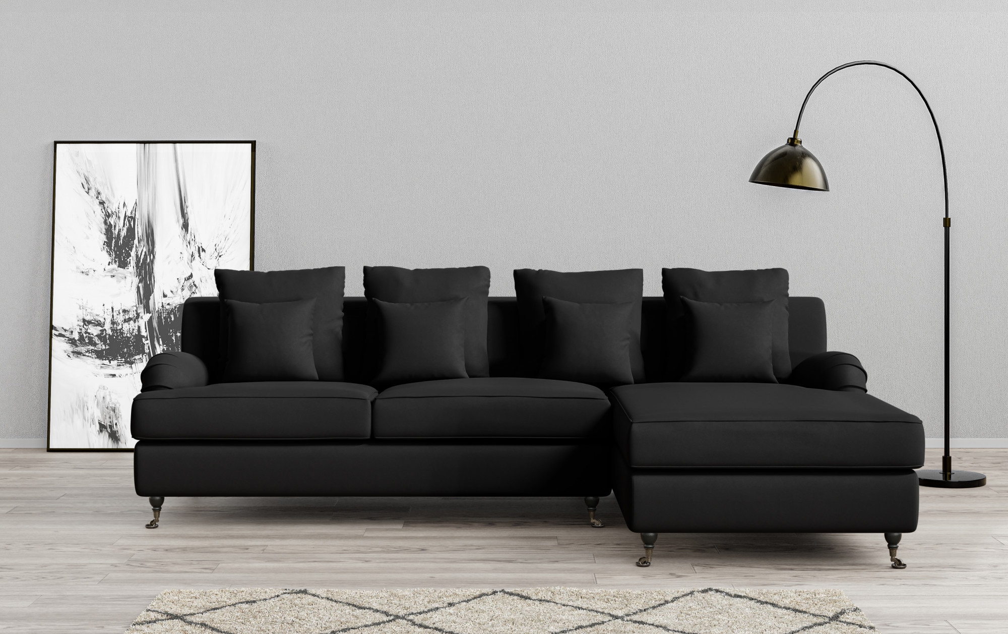 Guido Maria Kretschmer Home&Living Ecksofa »NORIN L-Form«, zwei Fußarten: vorne - Rollen, hinten - Holzfüße