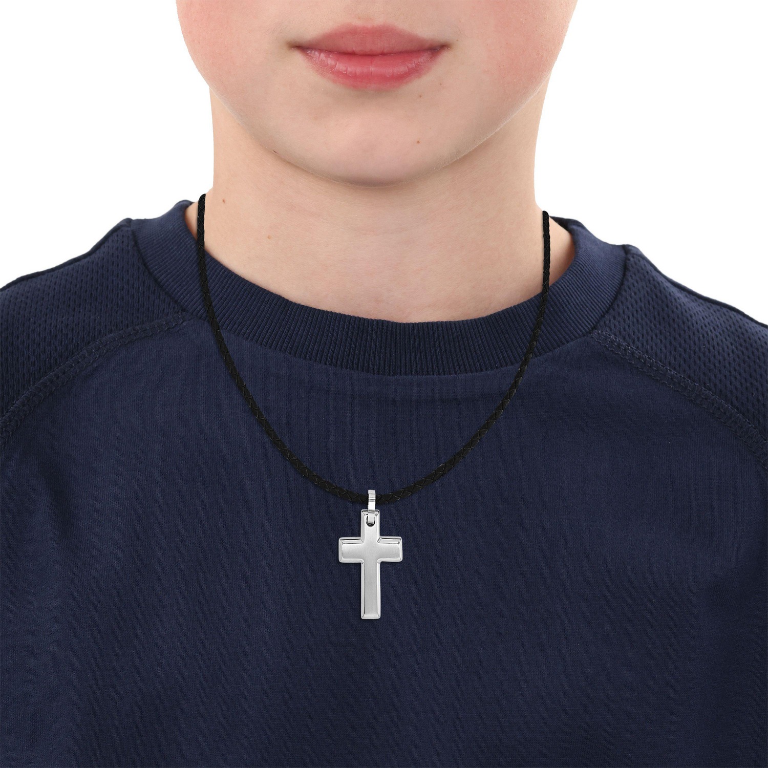 TOM TAILOR Kette mit Anhänger »Schmuck Geschenk Edelstahl Leder Kreuz«