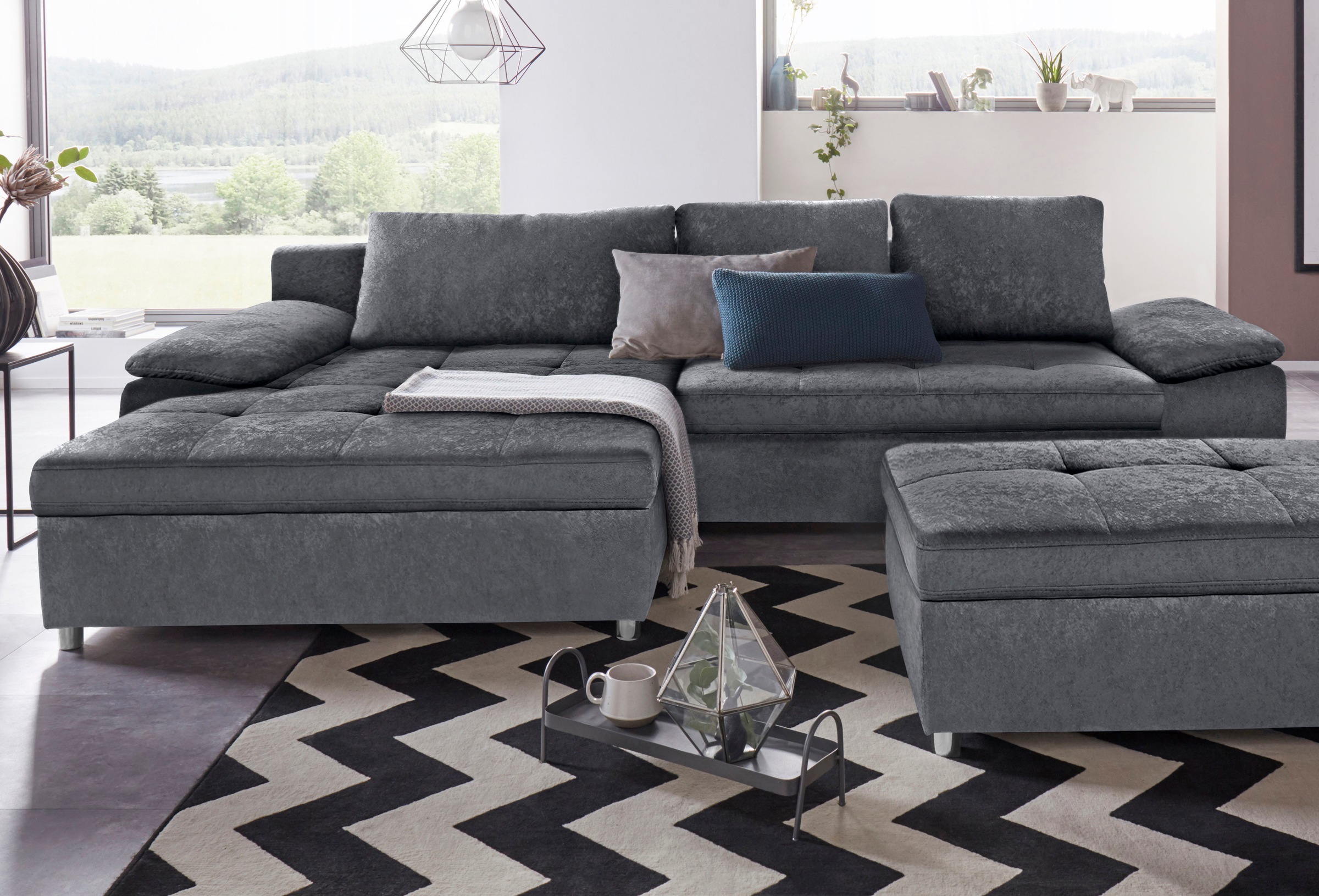sit&more Ecksofa Labene, wahlweise mit Bettfunktion und Bettkasten, inkl. Rückenkissen