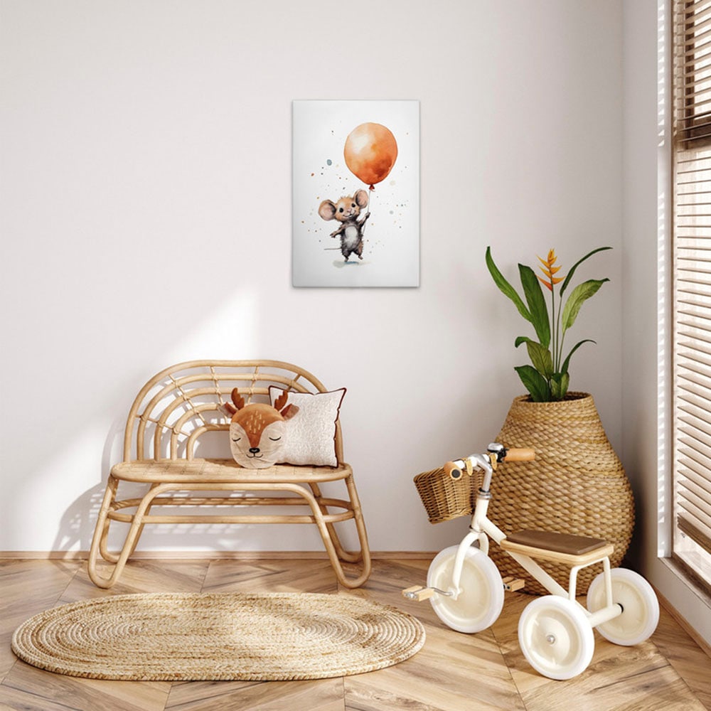 A.S. Création Leinwandbild "Cute Mouse Orange - Wandbild Weiß Braun Keilrah günstig online kaufen