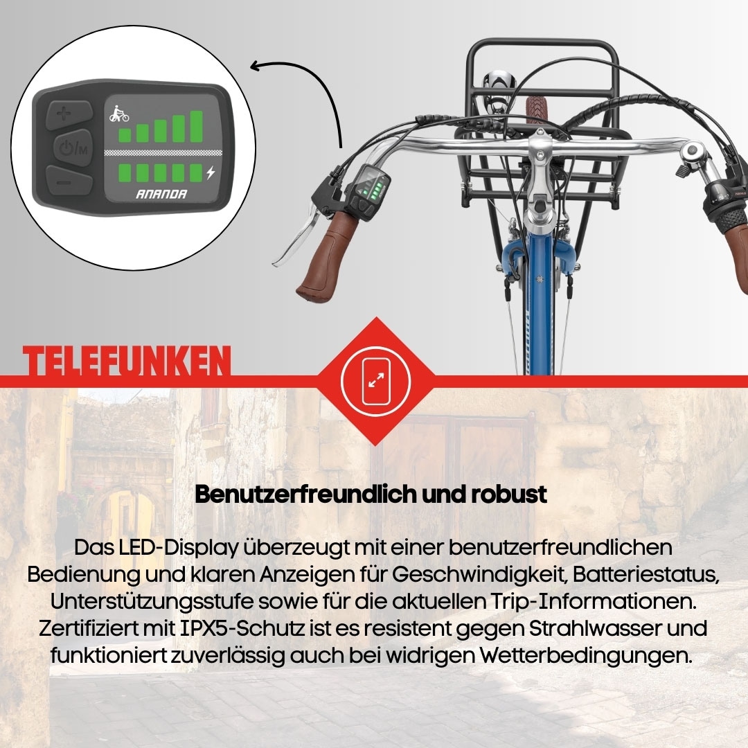 Telefunken E-Bike »Multitalent RT530«, 3 Gang, Shimano, Nexus, Frontmotor 250 W, Pedelec, Elektrofahrrad für Damen u. Herren