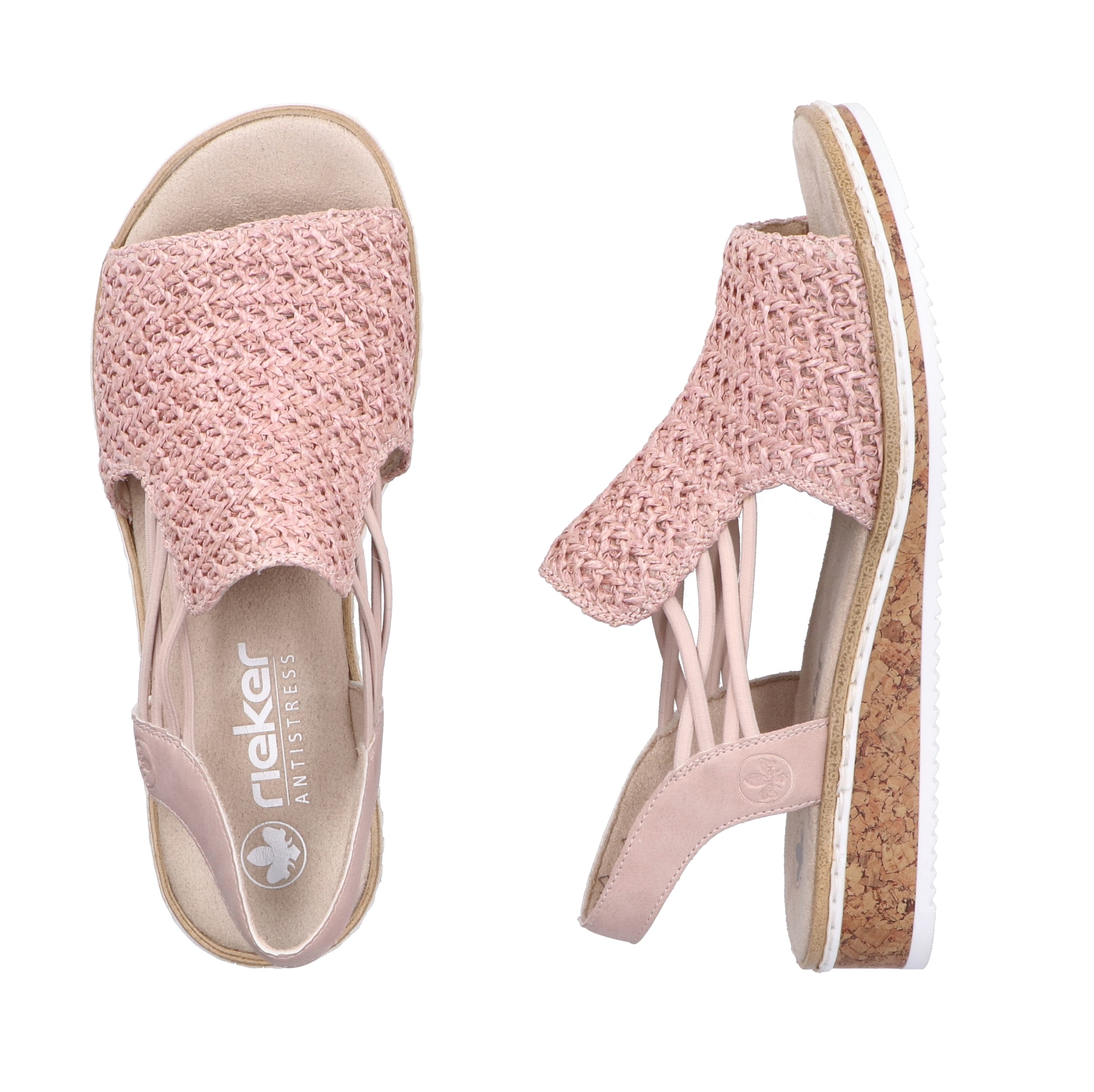 Rieker Sandale, Sommerschuh, Sandalette, Keilabsatz, mit seitlichen Gummizügen