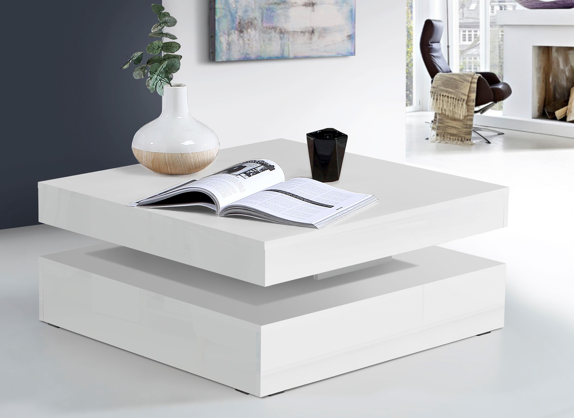FORTE Couchtisch, mit Funktion, drehbare Tischplatte, Breite ca. 78x78 cm  auf Rechnung bestellen