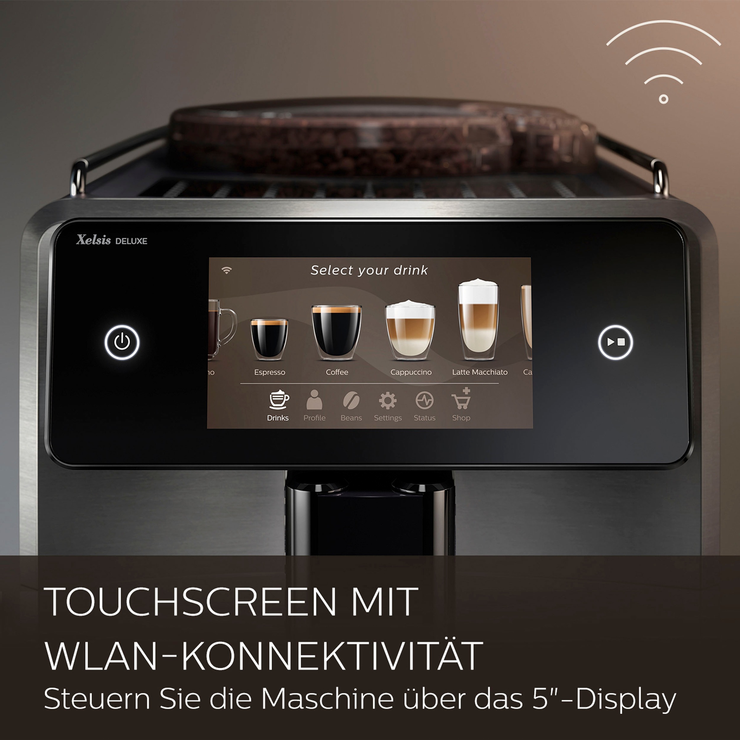 Saeco Kaffeevollautomat »SM8785/00 Saeco Xelsis Deluxe, 22 Kaffeespezialitäten« 8 Benutzerprofilen und 5" Touchscreen