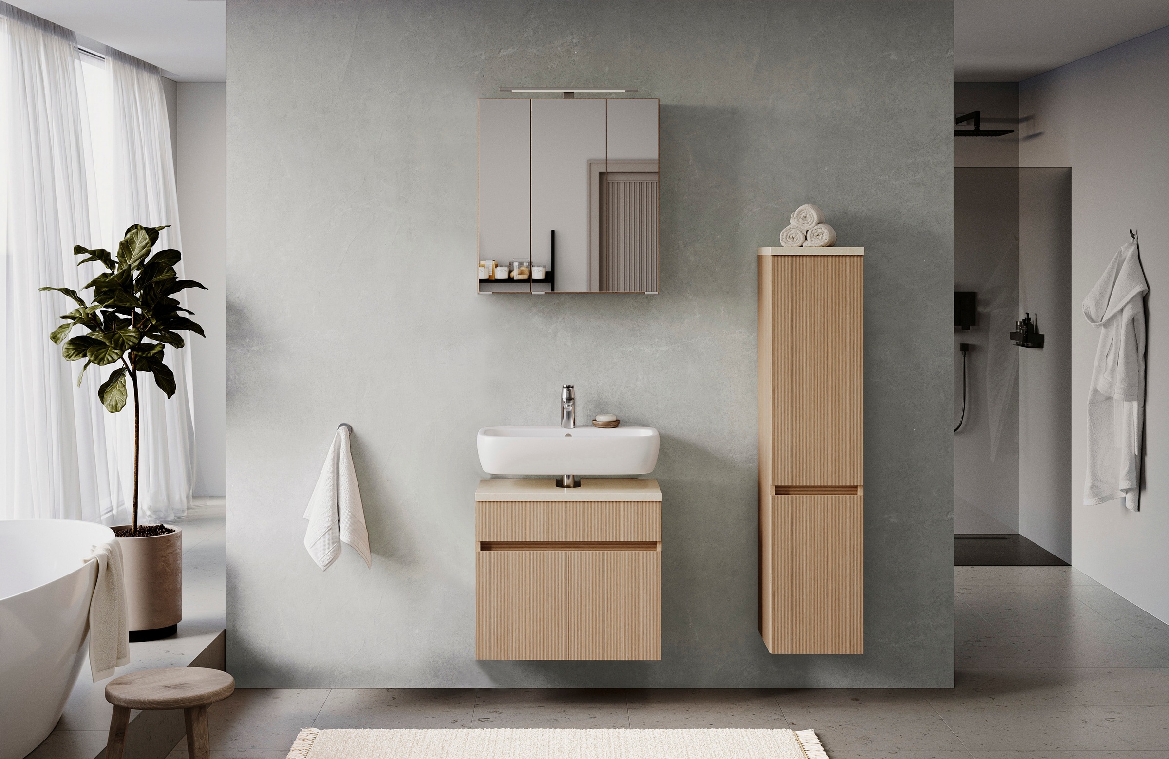 welltime Badmöbel-Set »EIXO, Set aus Spiegelschrank, Unterbeckenschrank und günstig online kaufen