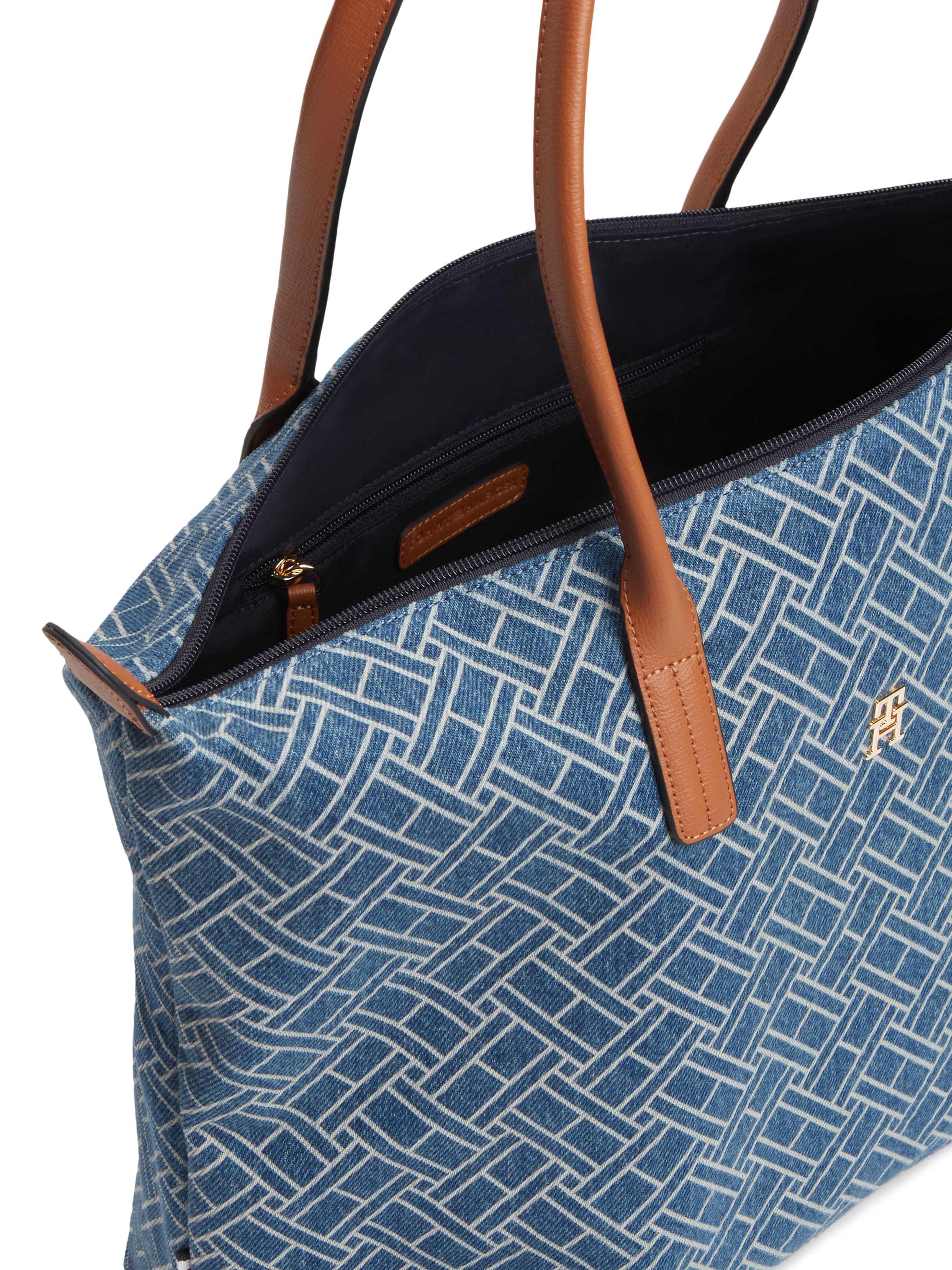 Tommy Hilfiger Tragetasche »POPETTE TOTE DENIM FLAG« Damen Handtasche, Schultertasche, Shopper mit modischem TH-Logomuster