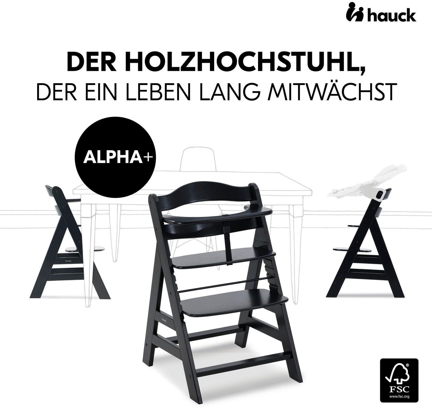 Hauck Hochstuhl »Alpha+, Black«, FSC® - schützt Wald - weltweit